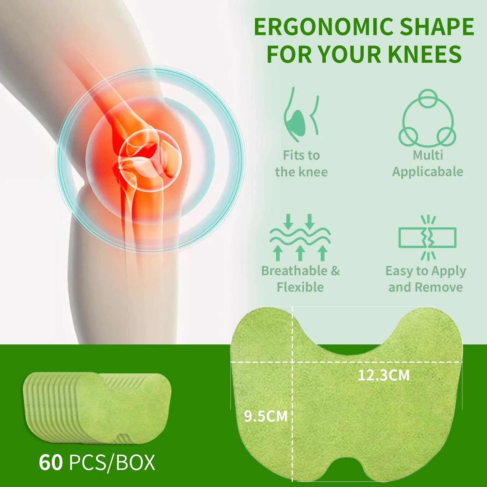 Pain Relief Patch, 72 sztuki łatek łagodzących ból kolana, samoprzylepne plastry rozgrzewające, plastry łagodzące ból, naturalne ziołowe łatki łagodzące ból kolan, pleców, karku