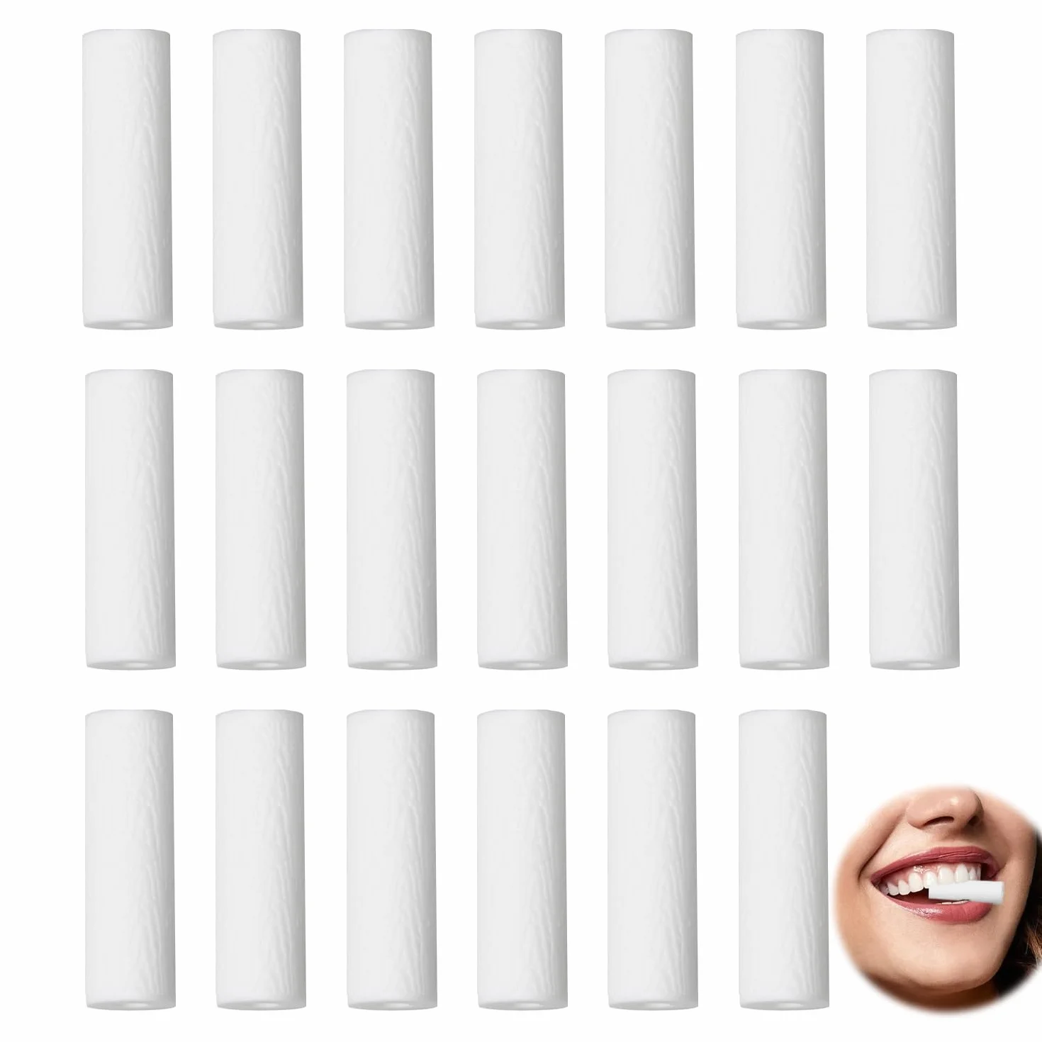 Aligners Chewies, 20 sztuk, wielokrotnego użytku, do foteli, nadaje się do prania, do Aligner Chompers, szelki do gryzienia dla Aligner Chompers, pomoc do żucia (białe)