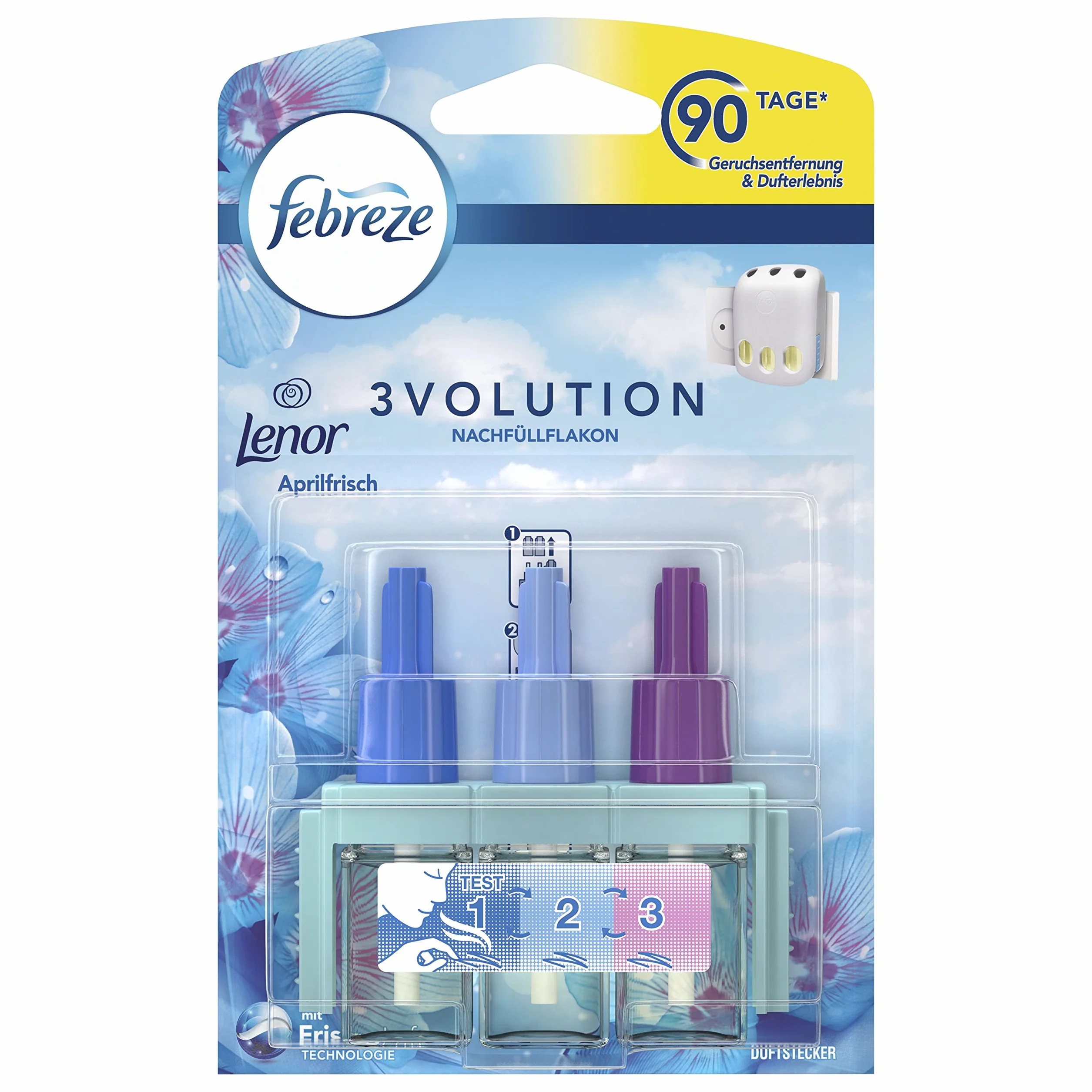 Febreze 3Volution zatyczki zapachowe flakon uzupełniający 20 ml Lenor Aprilfrisch, 3 naprzemienne zapachy zwalczają zapachy
