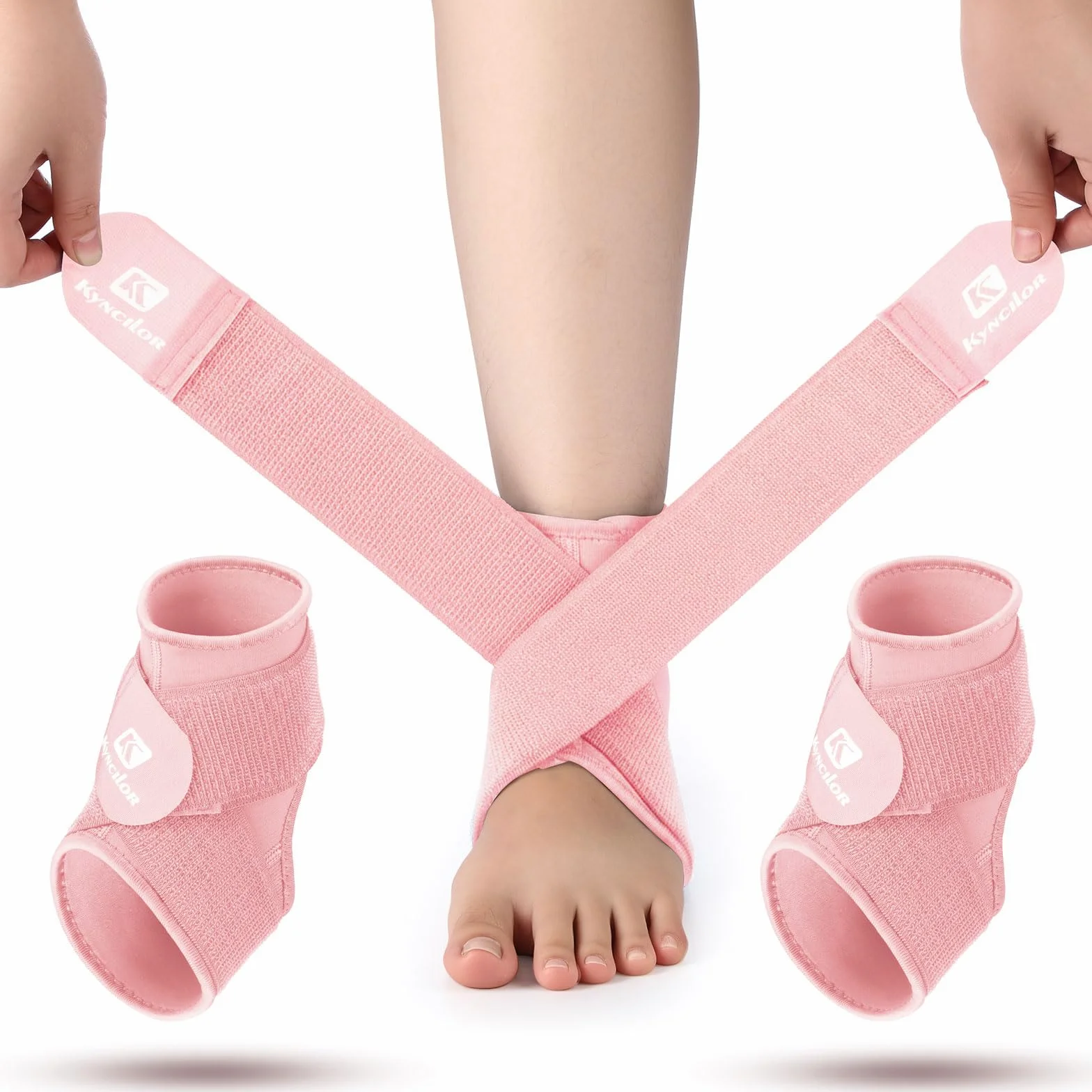 Lilbitty 2 szt. Knöchelbandage dla dzieci, sportowe wsparcie kostki, skręcenie, neopren, oddychający rękaw kompresyjny z regulowanym owijaniem (różowy, S)