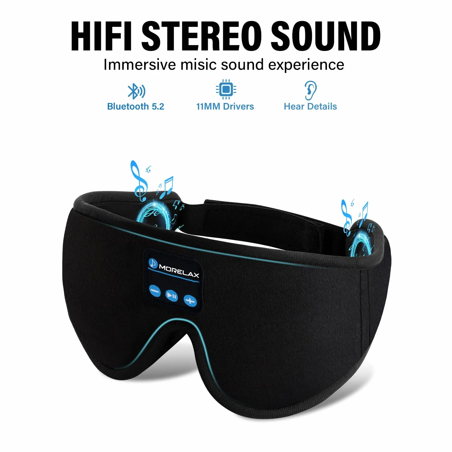 Maska do spania ze słuchawkami Bluetooth, maska do spania 3D, bezprzewodowa, muzyczna maska na oczy do spania na boku/plecach, prezent