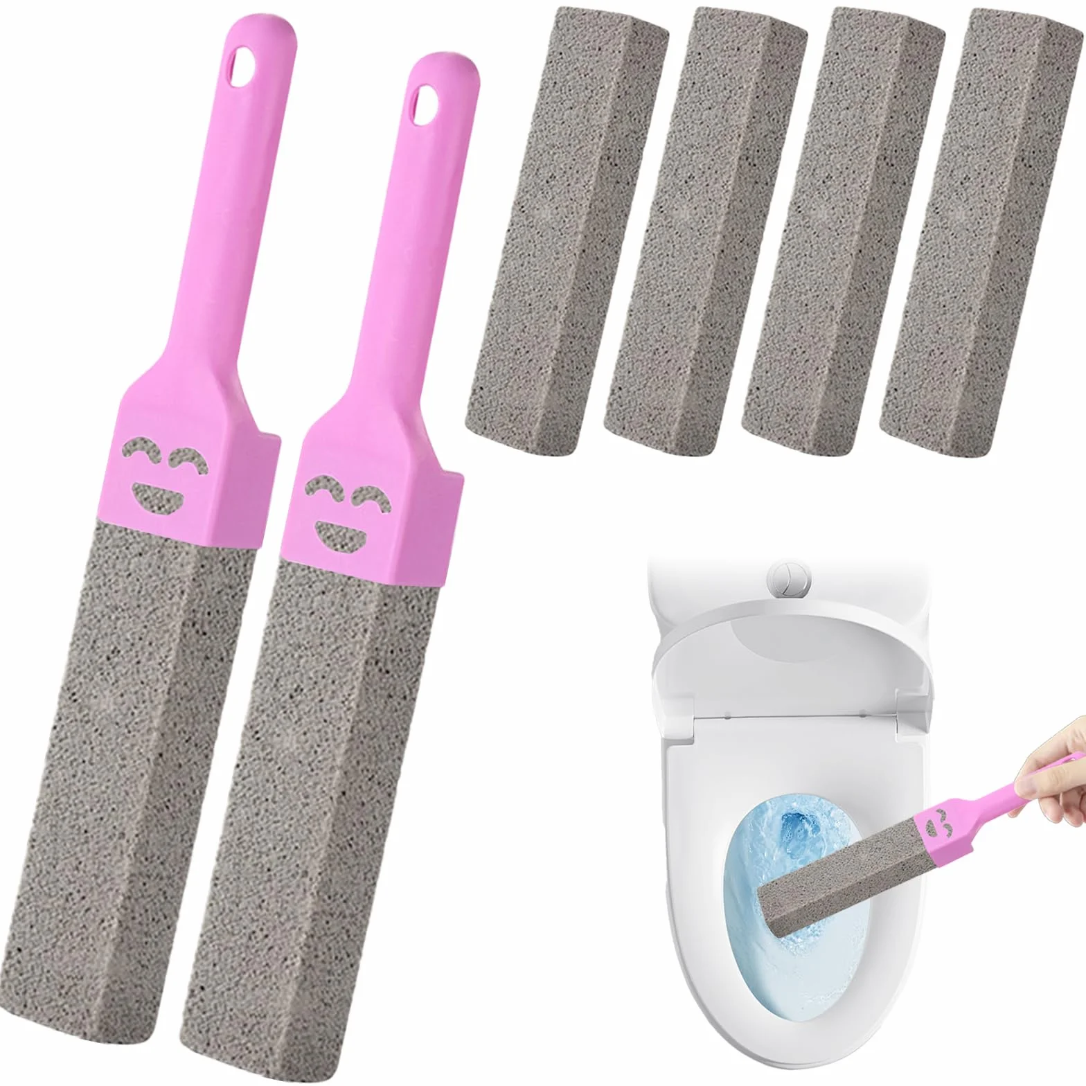 6 sztuk pumeksu do czyszczenia toalety, blok do WC z 2 uchwytami, bloki pumeksu do toalety, łatwe usuwanie plam, pumeks, toaleta, do toalety, kuchni, prysznica, umywalki