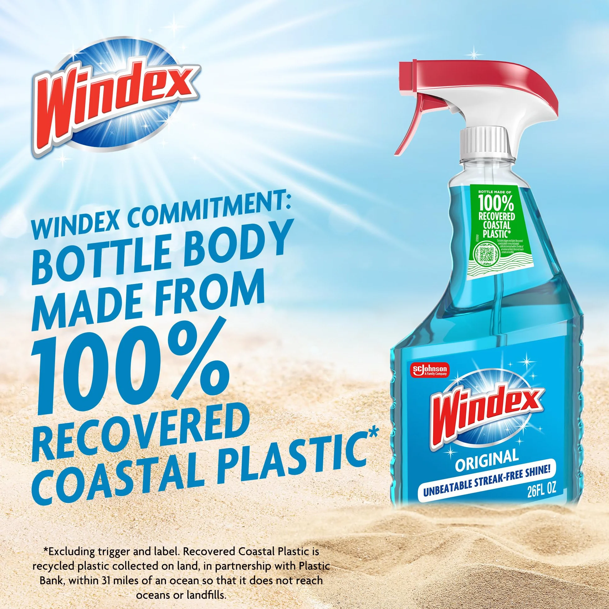 Windex 01980070195 oryginalny środek do czyszczenia szkła, pojemność 23,0 uncji płynu