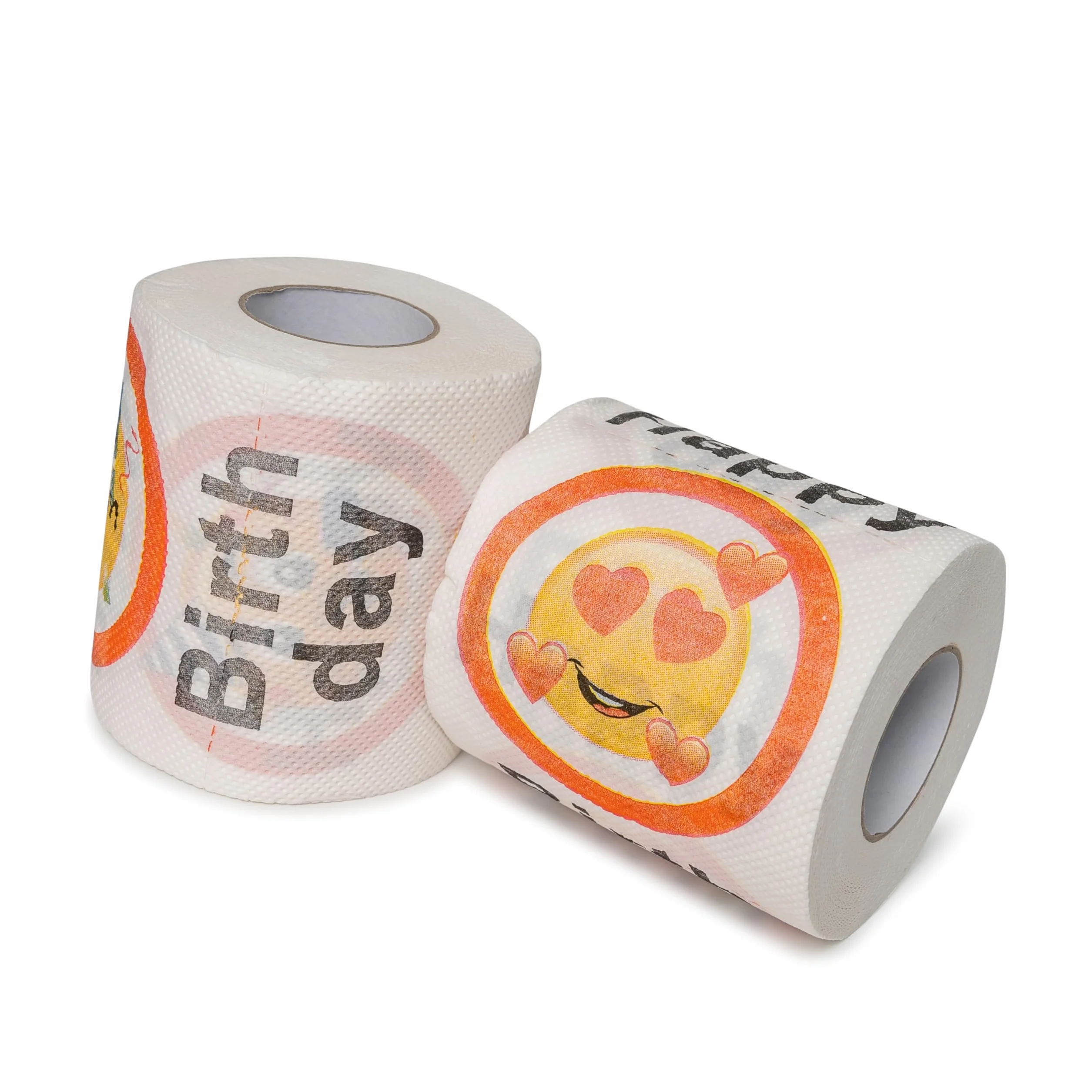 Papier Toaletowy Happy Birthday, na Każde Urodziny, 2 Rolki, Dekoracja Imprezowa i Opakowanie Prezentowe, Zabawny Papier Toaletowy z Emotikonami, Zabawny Papier Toaletowy, Rulonik Toaletowy jako