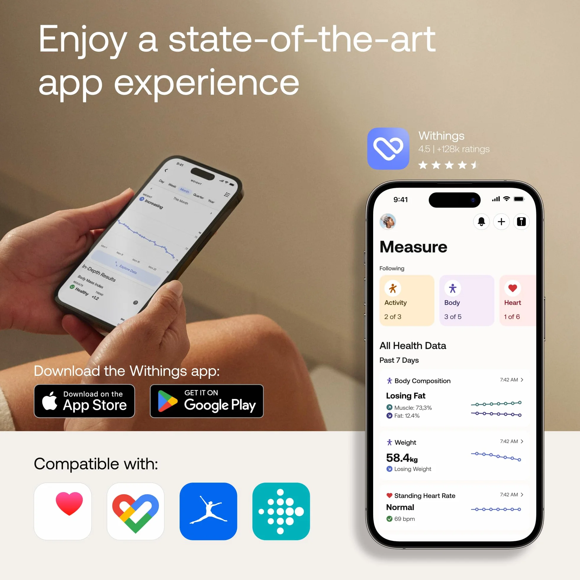 WITHINGS Body Smart – cyfrowa waga osobowa/waga osobowa do poszerzonego składu ciała, w tym masa mięśniowa, zawartość wody, gęstość kości, czarna