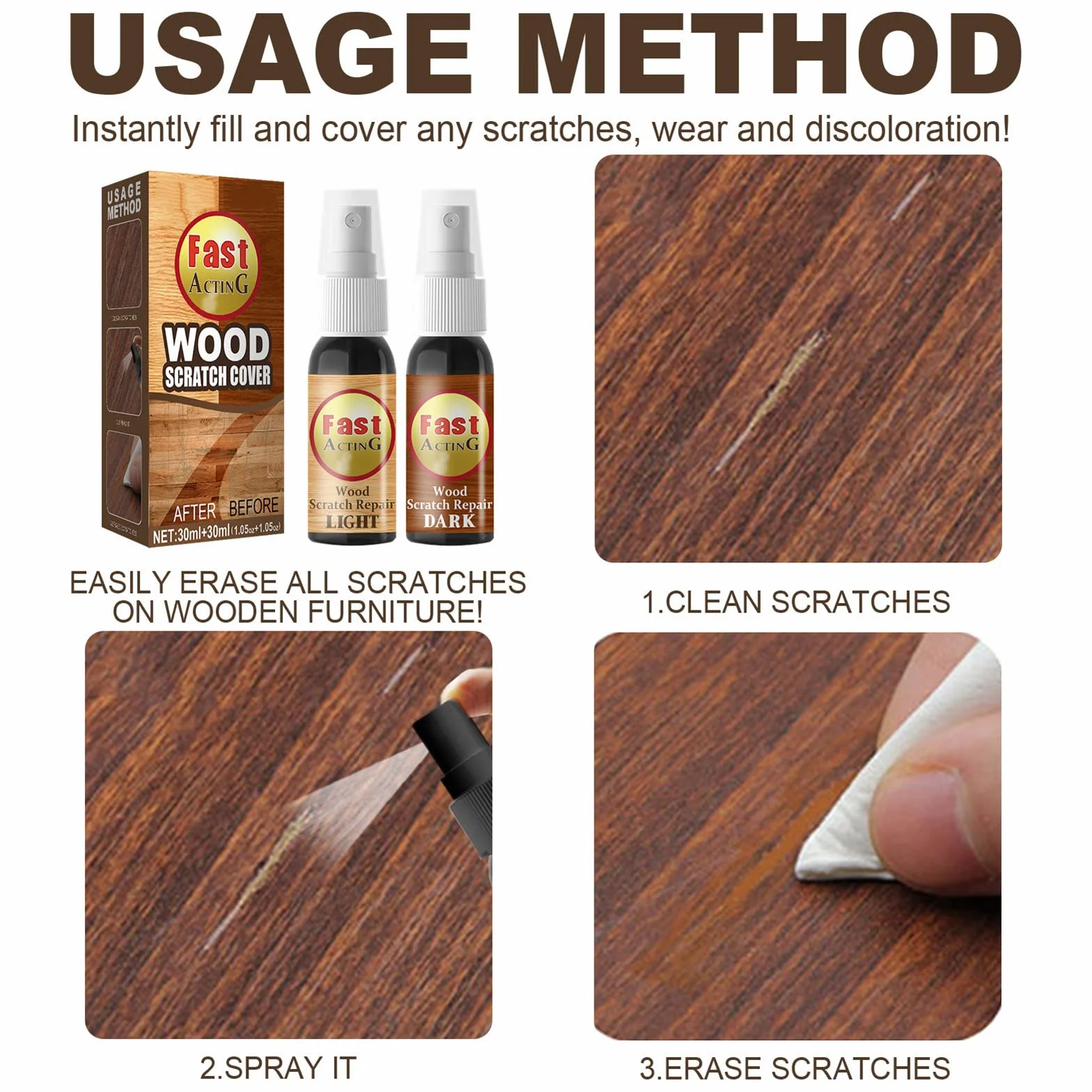 Wood Floor Scratch Remover 2 sztuki zestaw do usuwania zarysowań