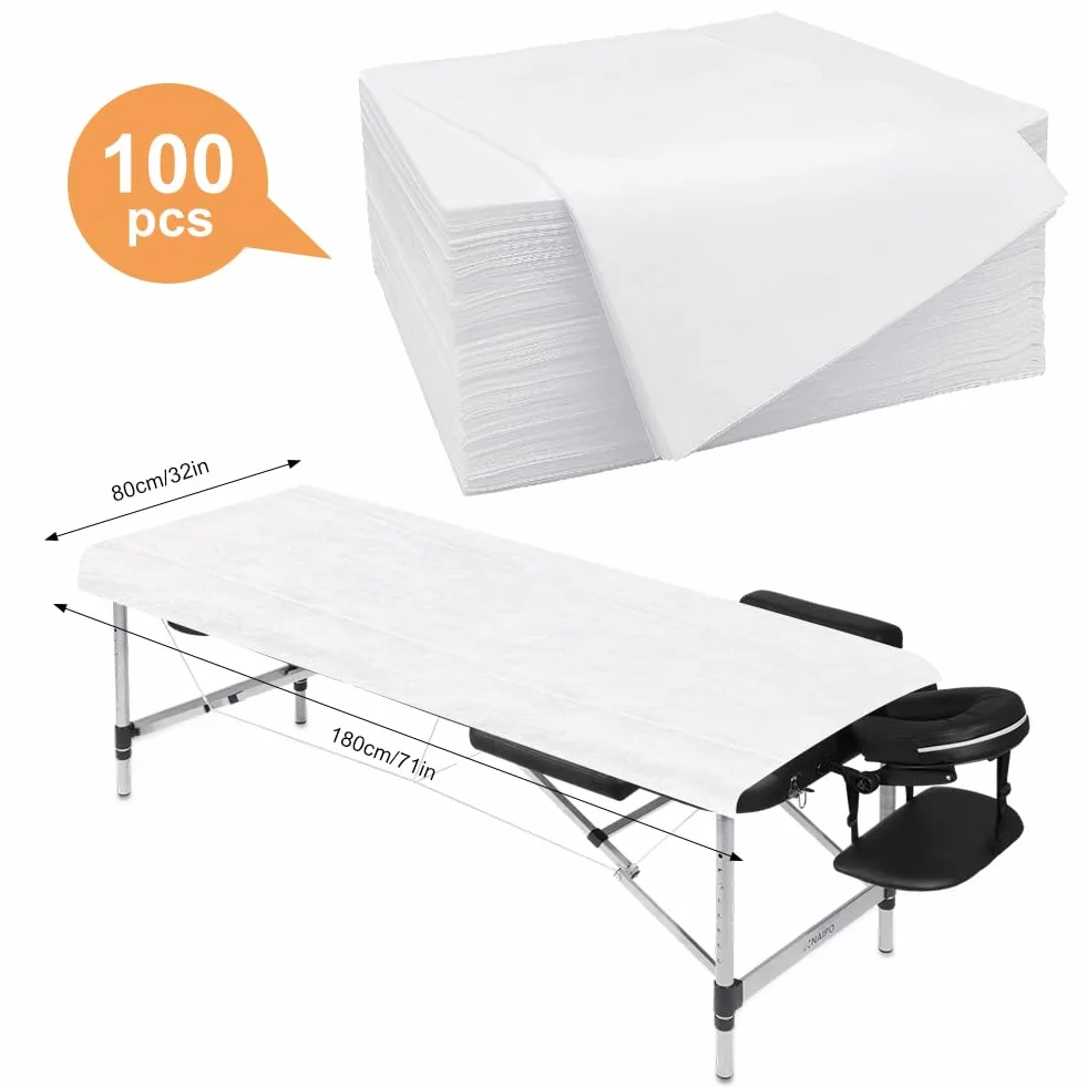 Jednorazowe prześcieradła z gumką 80x180 cm biała włóknina do masażu spa