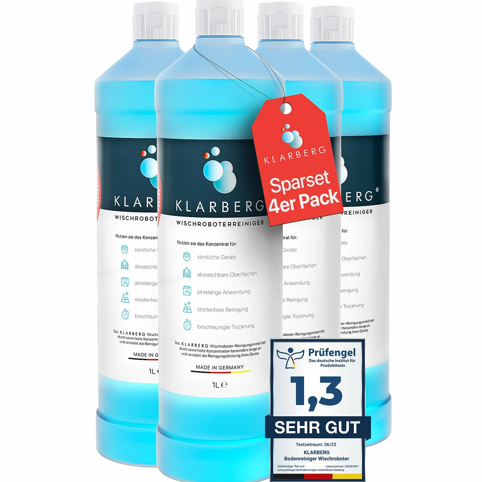 KLARBERG® 4 x 1 l środek do czyszczenia podłóg, koncentrat 1:100, do odkurzacza i robota odkurzającego