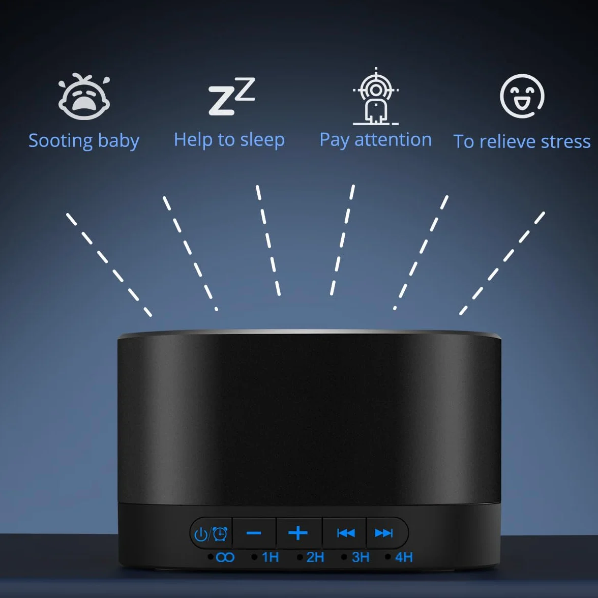 Magicteam Sound Machine White Noise Machine 32 poziomy głośności, zasilany prądem zmiennym lub USB, timer, terapia dźwiękiem