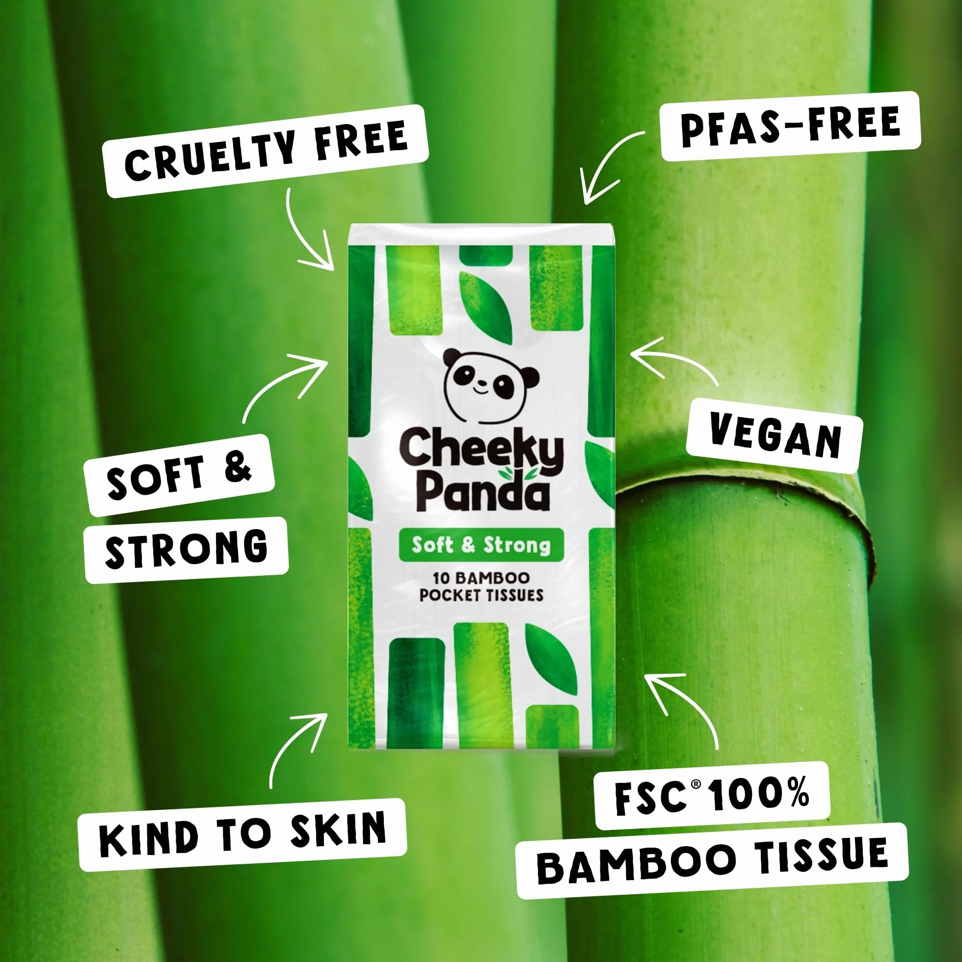 The Cheeky Panda Bambusowe chusteczki kieszonkowe pudełko zbiorcze 96 opakowań hipoalergiczne