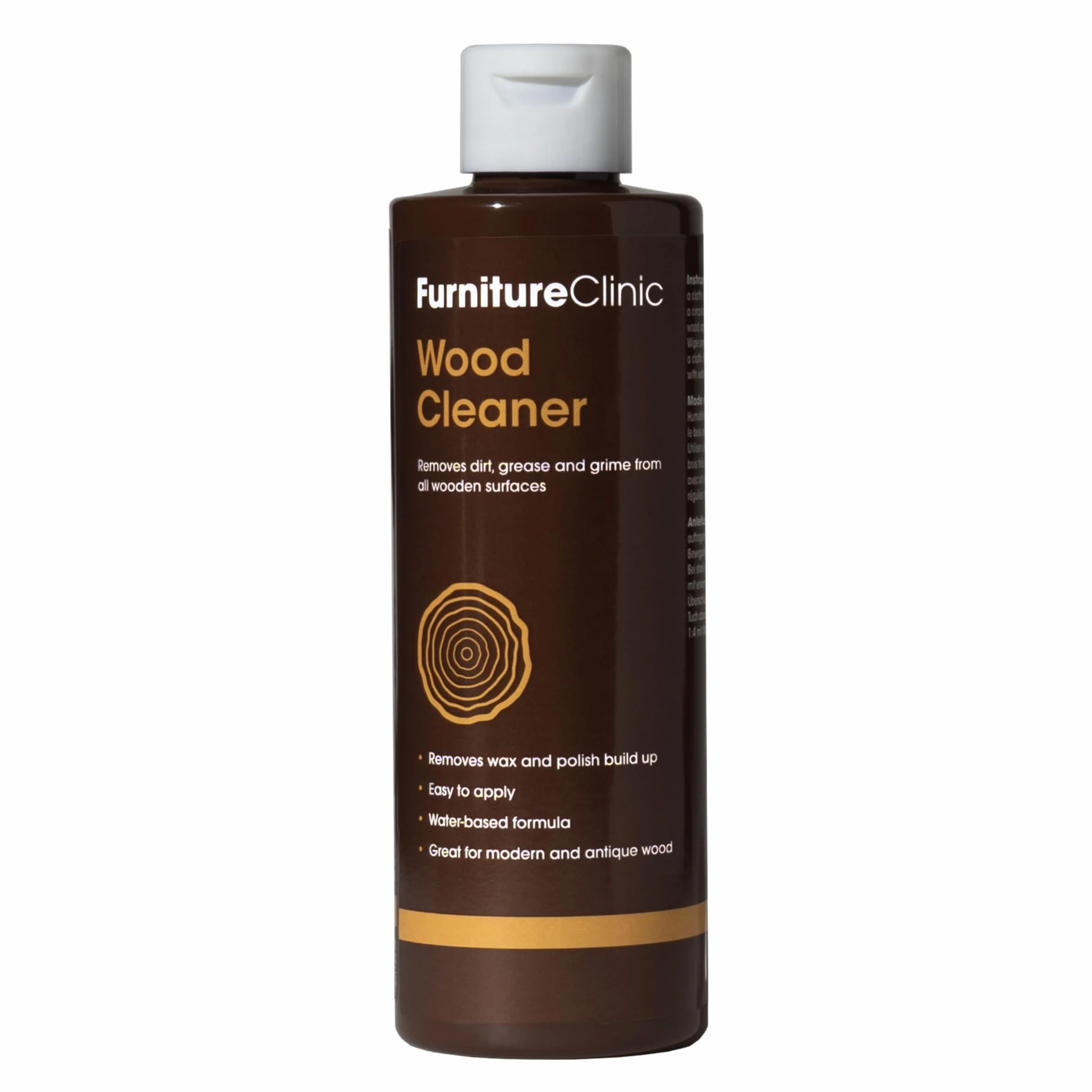 Furniture Clinic Środek do czyszczenia drewna (500 ml) | Przywracanie i czyszczenie drewnianych podłóg, mebli, rolet, drzwi, tarasów i wielu innych powierzchni drewnianych – łatwo usuwa wosk i