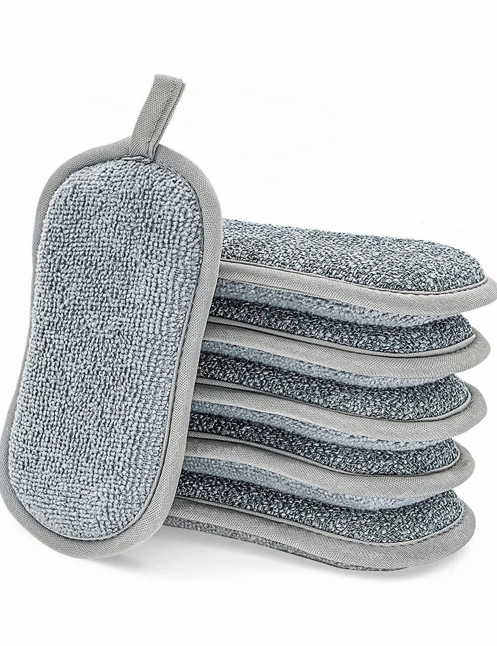 6-pak gąbki do mycia wielokrotnego użytku, bez zarysowań, dwustronne produkty do czyszczenia kuchni i łazienki, 10 x 8 cm przyjazne dla środowiska, trwałe podkładki do naczyń i wielopowierzchniowe