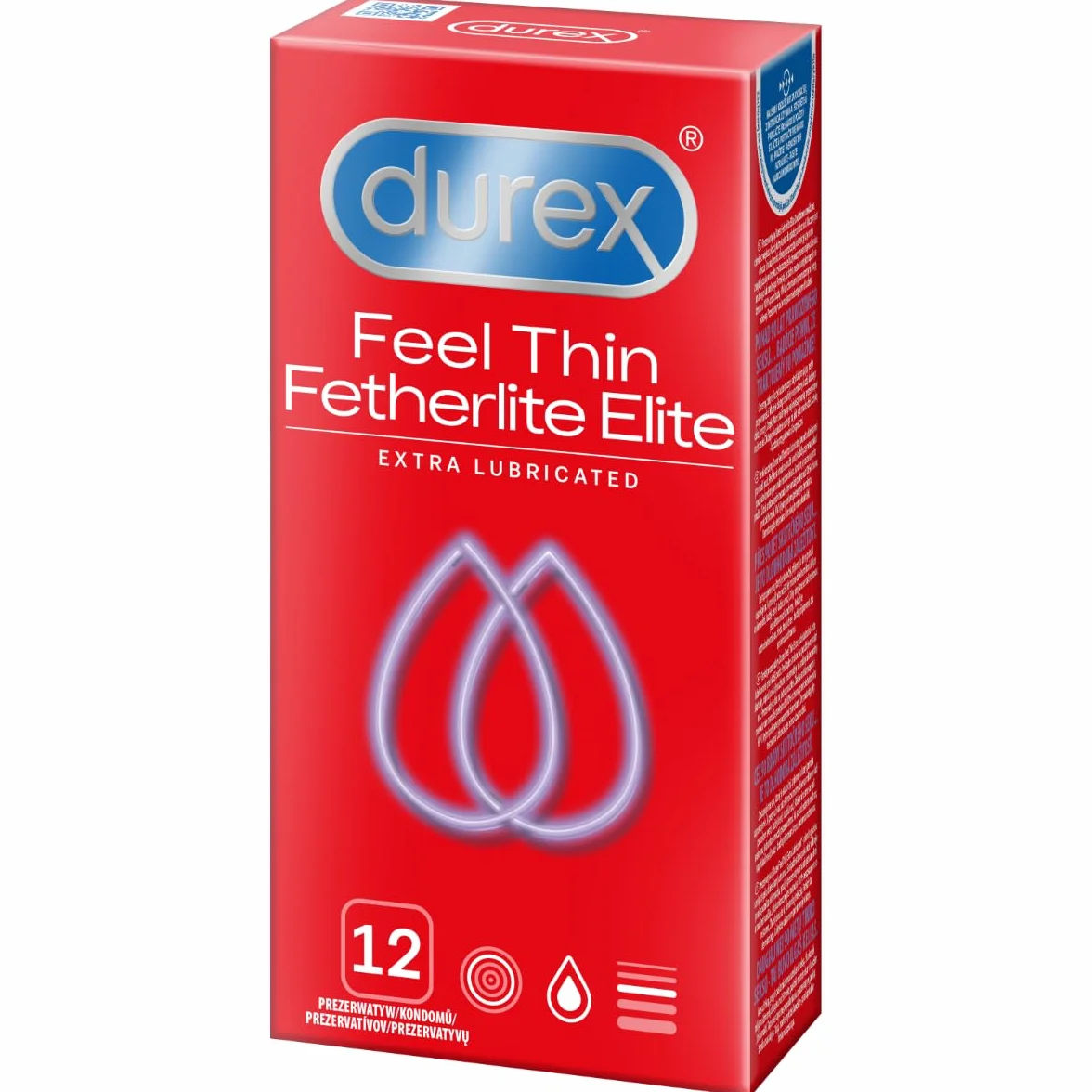 Durex Feel Thin Fetherlite Elite Prezerwatywy cienkie przezroczyste 12 szt.