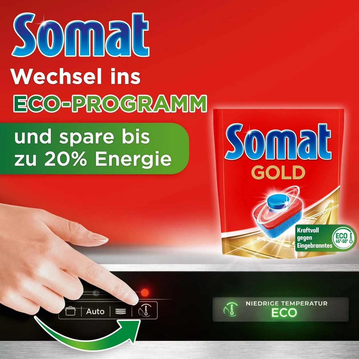 Somat Złote tabletki do zmywarek (105 tabletek), tabletki do mycia naczyń do promiennie czystych naczyń również w niskich temperaturach, dodatkowa siła przeciwko wypalaniu, kompaktowe opakowanie dla