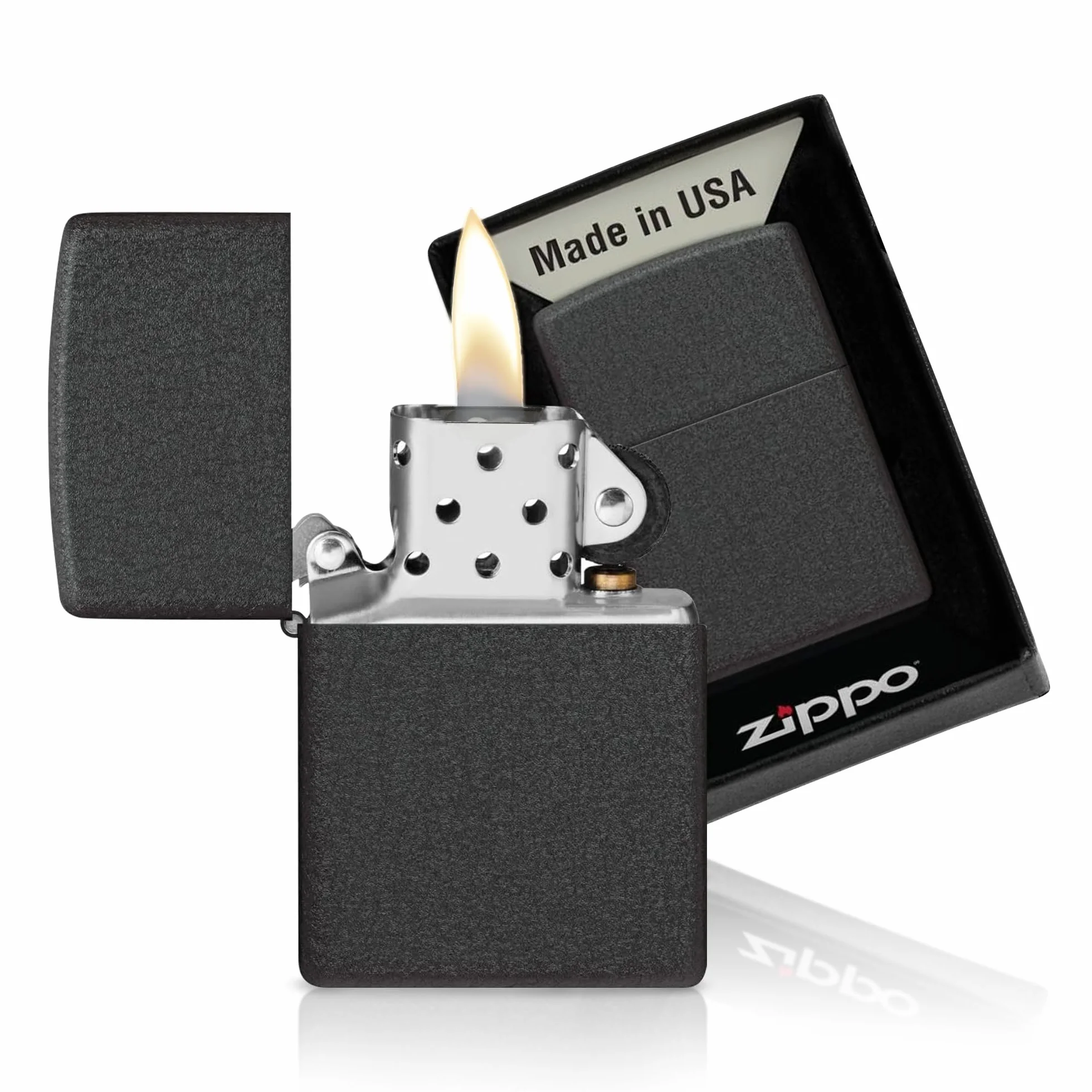 Zippo Zapalniczka Sztormowa Czarna Chropowata Wielokrotnego Użytku Odporna na Wiatr