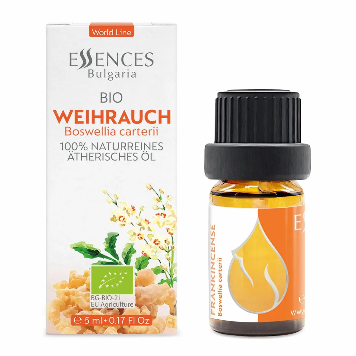 Essences Bułgaria Organiczny Olejek Eteryczny z Kadzidła 5 ml | Boswellia carterii | 100% Czysty i Naturalny | Nierozcieńczony | Klasa Terapeutyczna | Aromaterapia | Kosmetyki | Bez okrucieństwa