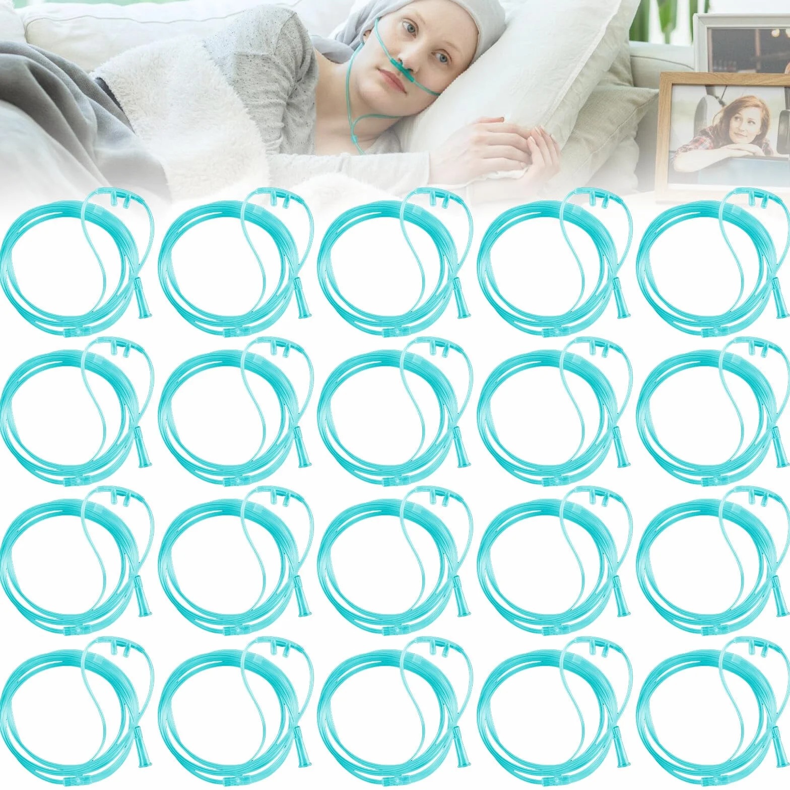 Okulary tlenowe do nosa z silikonu z wężem O2 300 cm do tlenoterapii i inhalacji