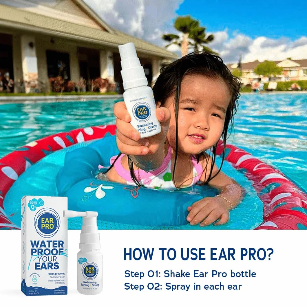 Ear Pro naturalny spray do uszu dla dzieci i dorosłych – łatwy w użyciu spray do uszu zapobiegający zatrzymaniu wody, dolegliwościom uszu i ochrony słuchu (1 opakowanie, 200 zastosowań)