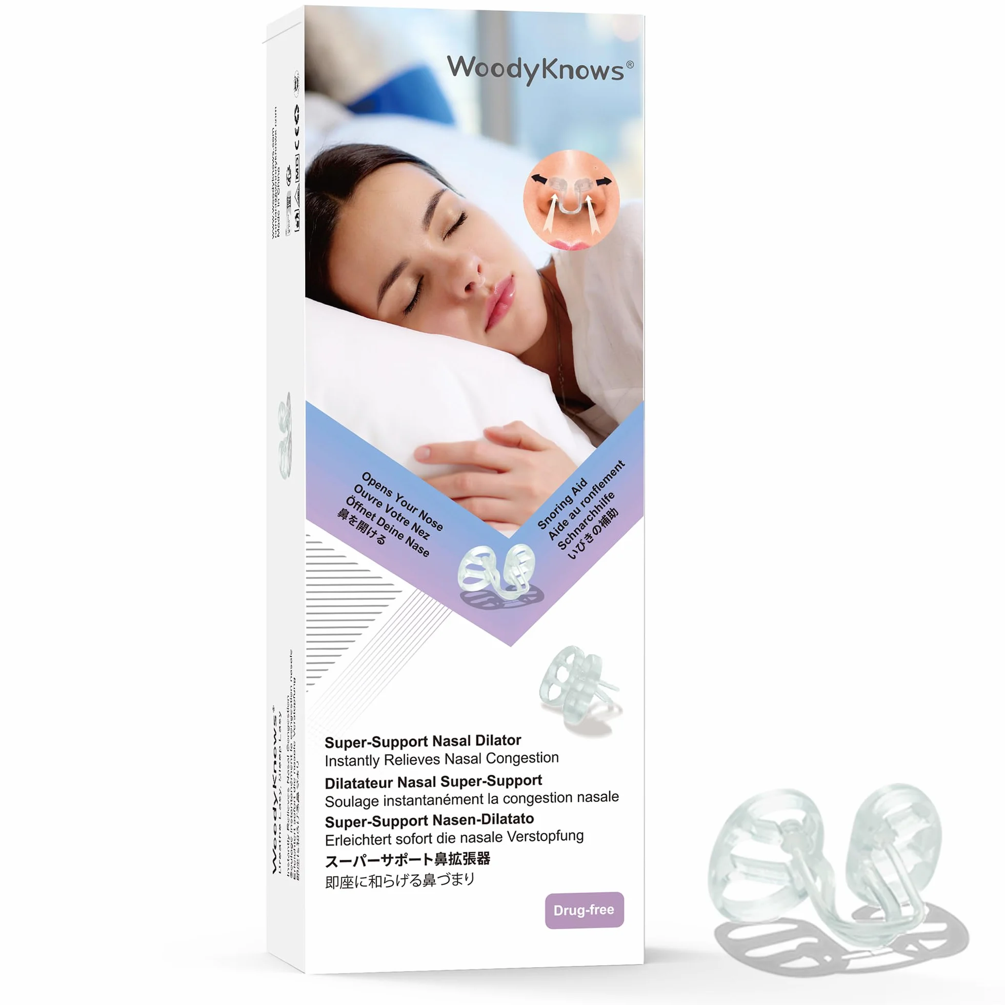 Super-Support Nasal Dilator, poprawia sen i przepływ powietrza podczas uprawiania sportu, pomaga w przypadku zatkanego nosa i chrapania związanego z nosem (M, 4 sztuki)