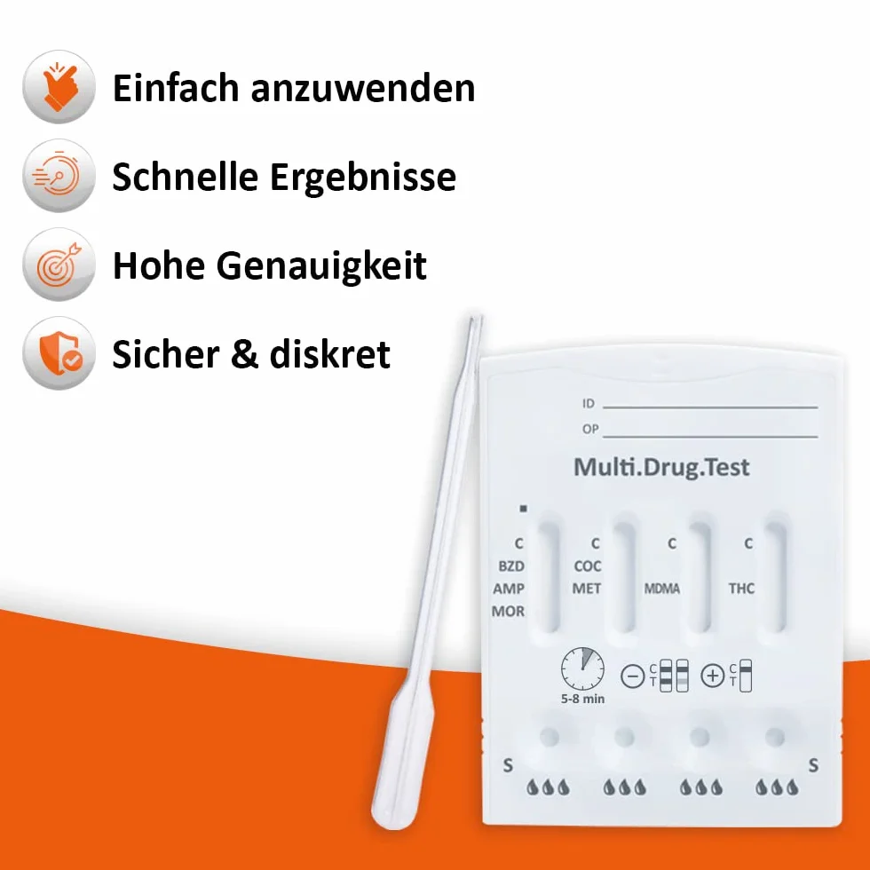 self-diagnostics Multi 8 MPU Szybki Test Narkotykowy – Wykrywanie 8 Rodzajów Narkotyków: Amfetamina, Metamfetamina, Ecstasy, Benzodiazepiny, Kokaina, Morfina, Metadon, THC – 5-Min. Domowy Test Moczowy