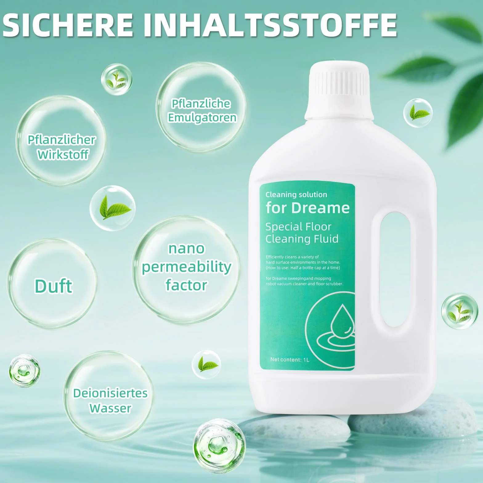 2000 ml rozwiązania czyszczącego dla robota odkurzającego Dreame L10 Ultra / L20 Ultra / L30 Ultra / L40 Ultra / L50 Ultra / X50 Ultra / X40 Ultra / X40 Master / X30 Ultra Seria, odkurzacza