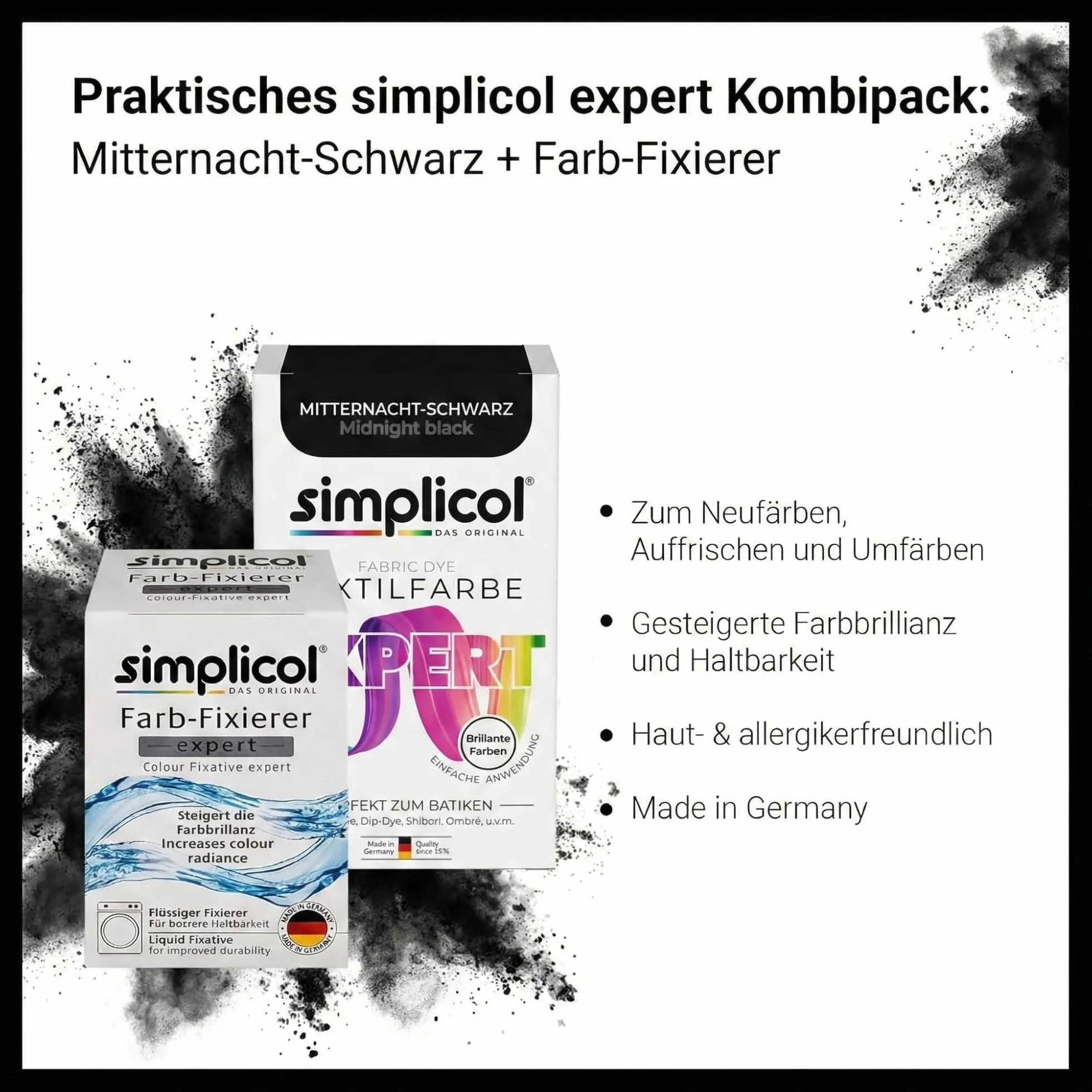 Simplicol Textilfarbe Expert Kombipack Mitternacht-Schwarz 1718 für Waschmaschine