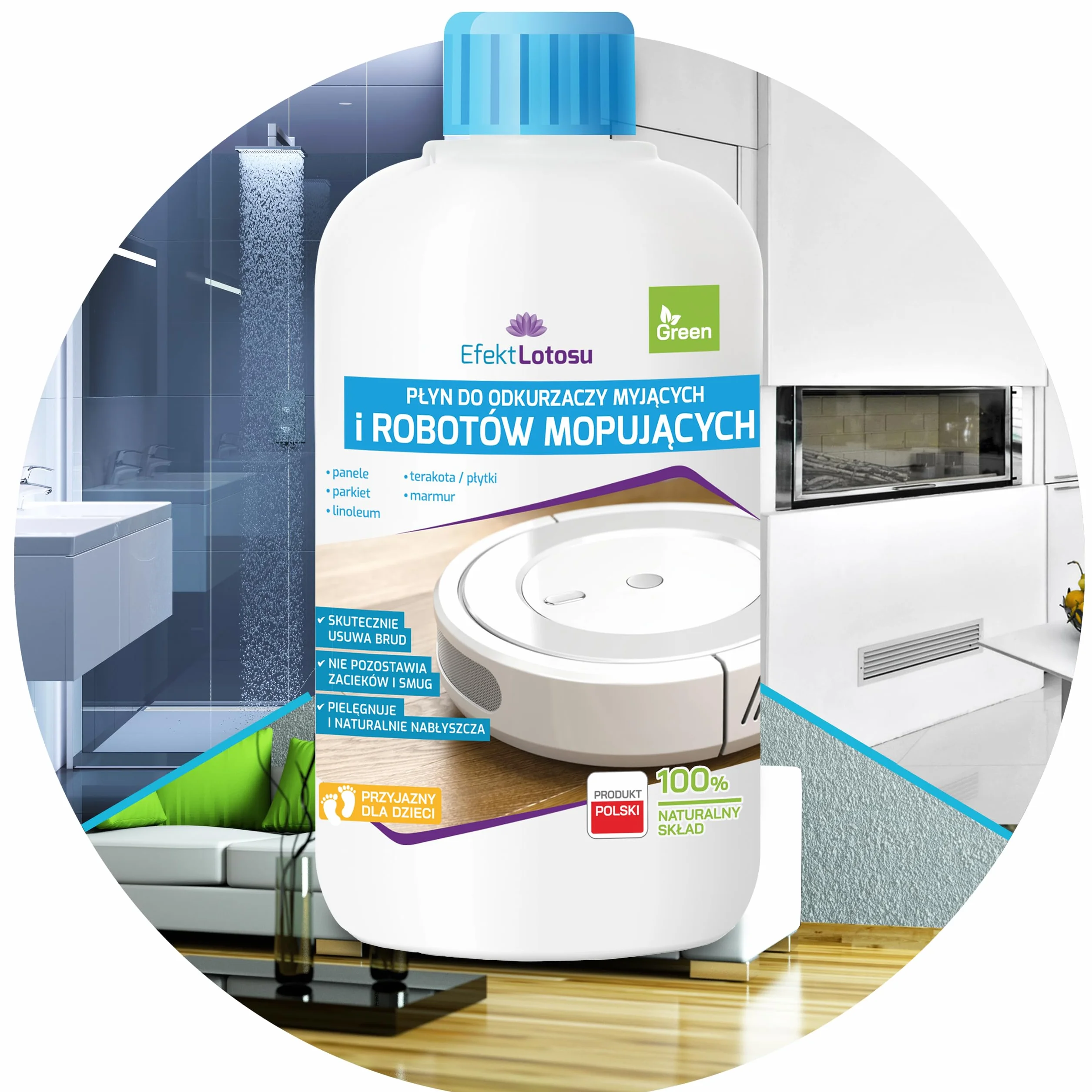 Naturalny płyn myjący do robotów mopujących i odkurzaczy myjących, bez smug, do wszystkich modeli, 500 ml
