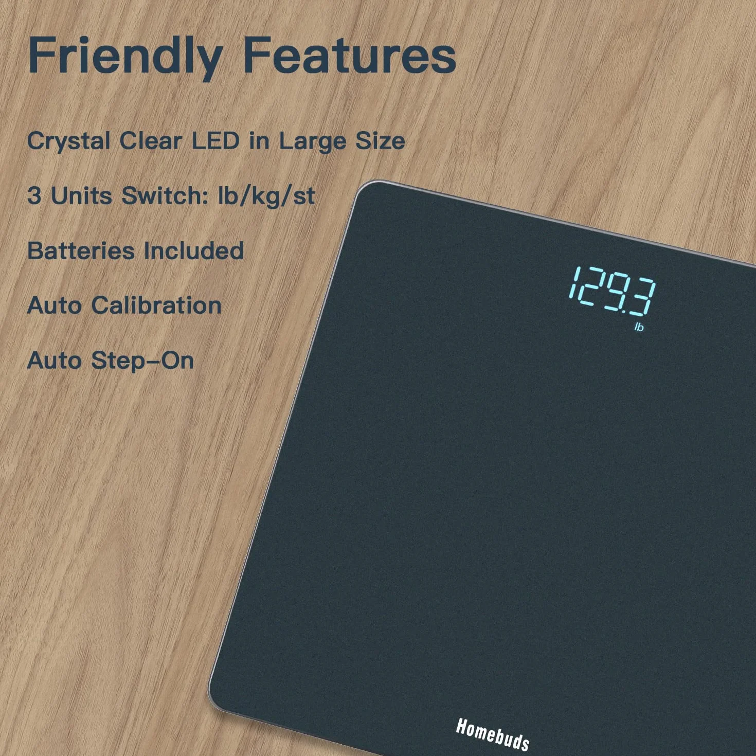 Waga Cyfrowa Homebuds 182kg Precyzja 0,05kg LED Niebieska