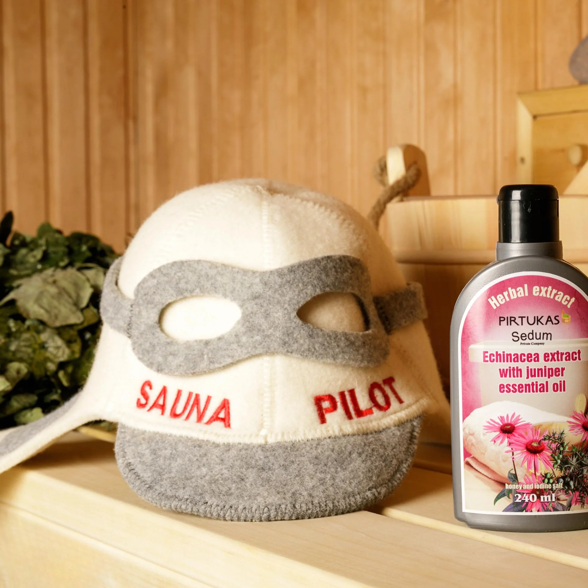 Czapka pilotka do sauny 100% organiczna wełna filcowa ochraniacz włosów haftowany