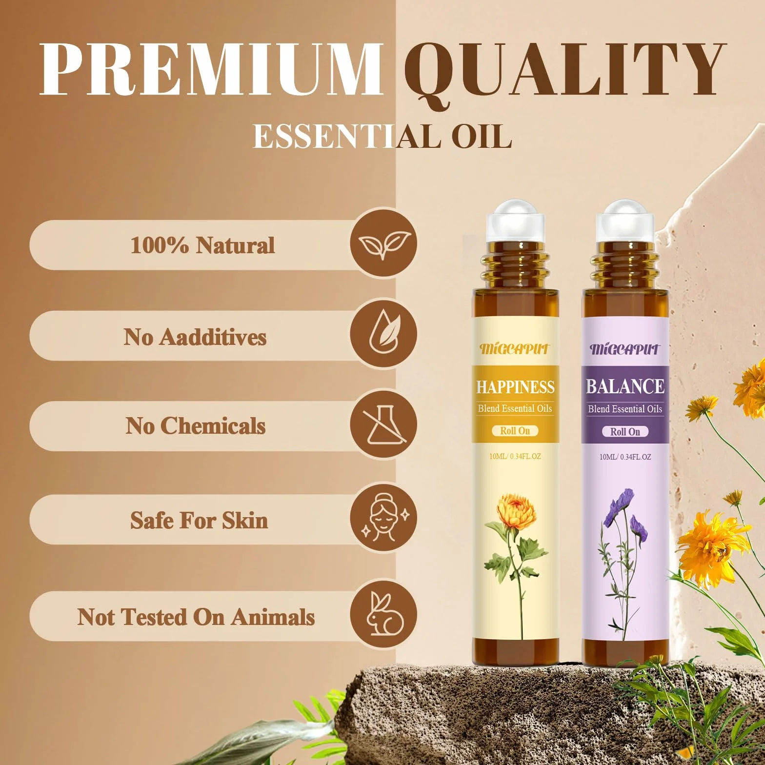 Zestaw Olejków Eterycznych w Kulce 6 x 10ML, Naturalny Perfumowany Olejek do Stosowania Na Skórę, Relaksujący, Ułatwiający Zasypianie