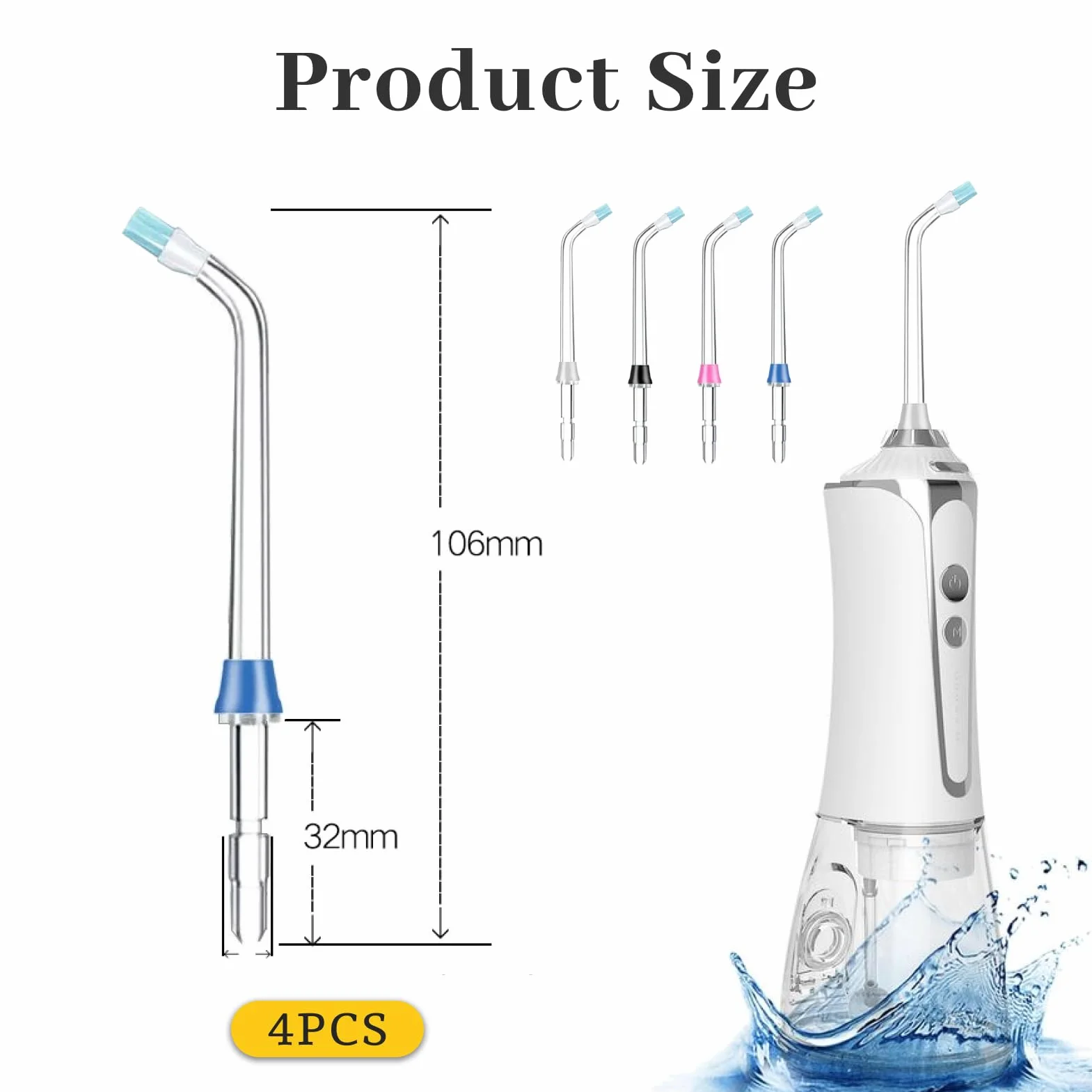 4 szt. wysokociśnieniowa końcówka dentystyczna do Waterpik, ustnik urządzenia dentystycznego kompatybilne z Waterpik ​​Water Flosser Wf02/03ec​​ Wp-100/108/112/250ec​​ Wp-450/462/560/