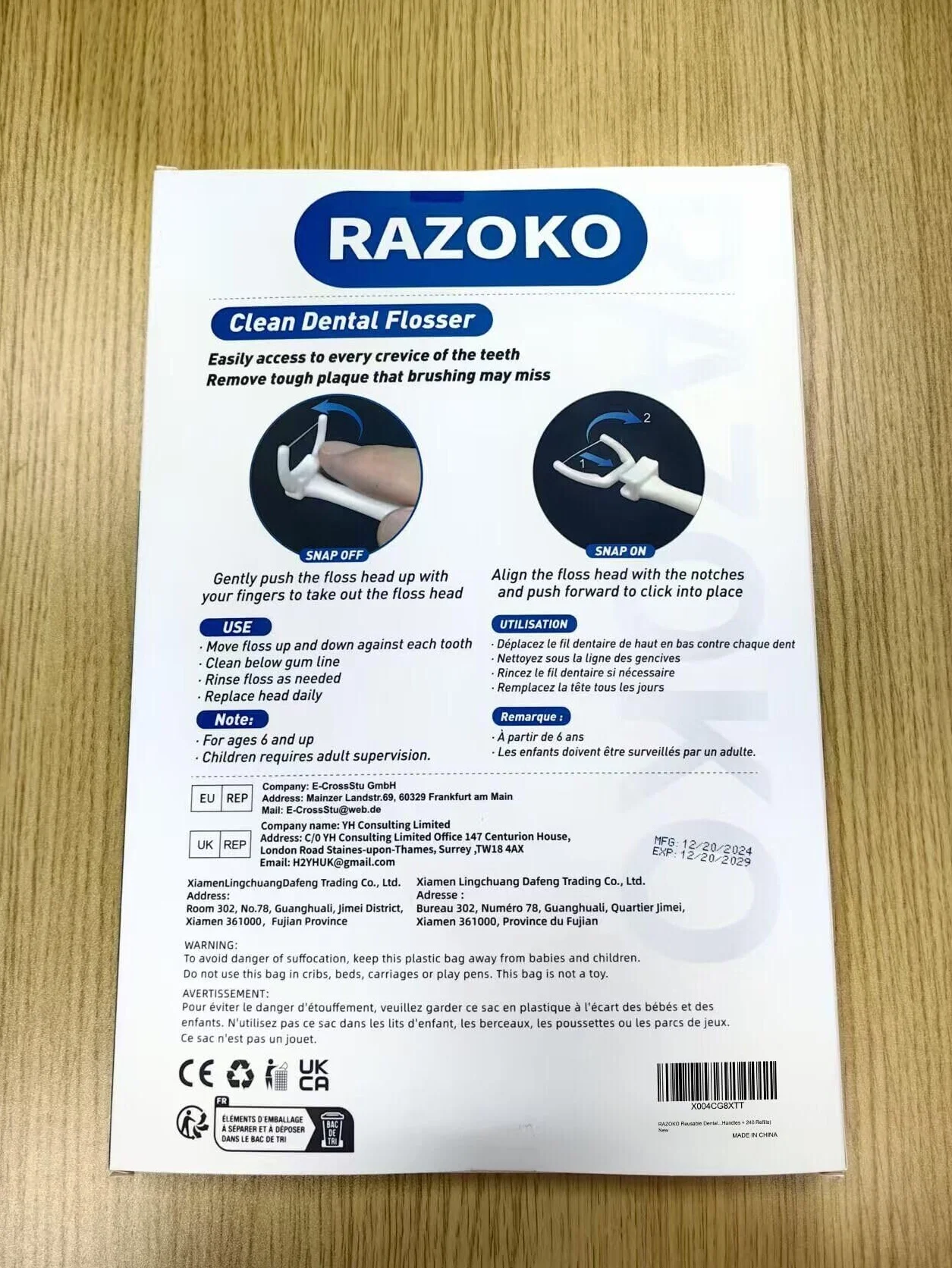 Zestaw do czyszczenia nici dentystycznej (2 uchwyty i 180 wkładów)