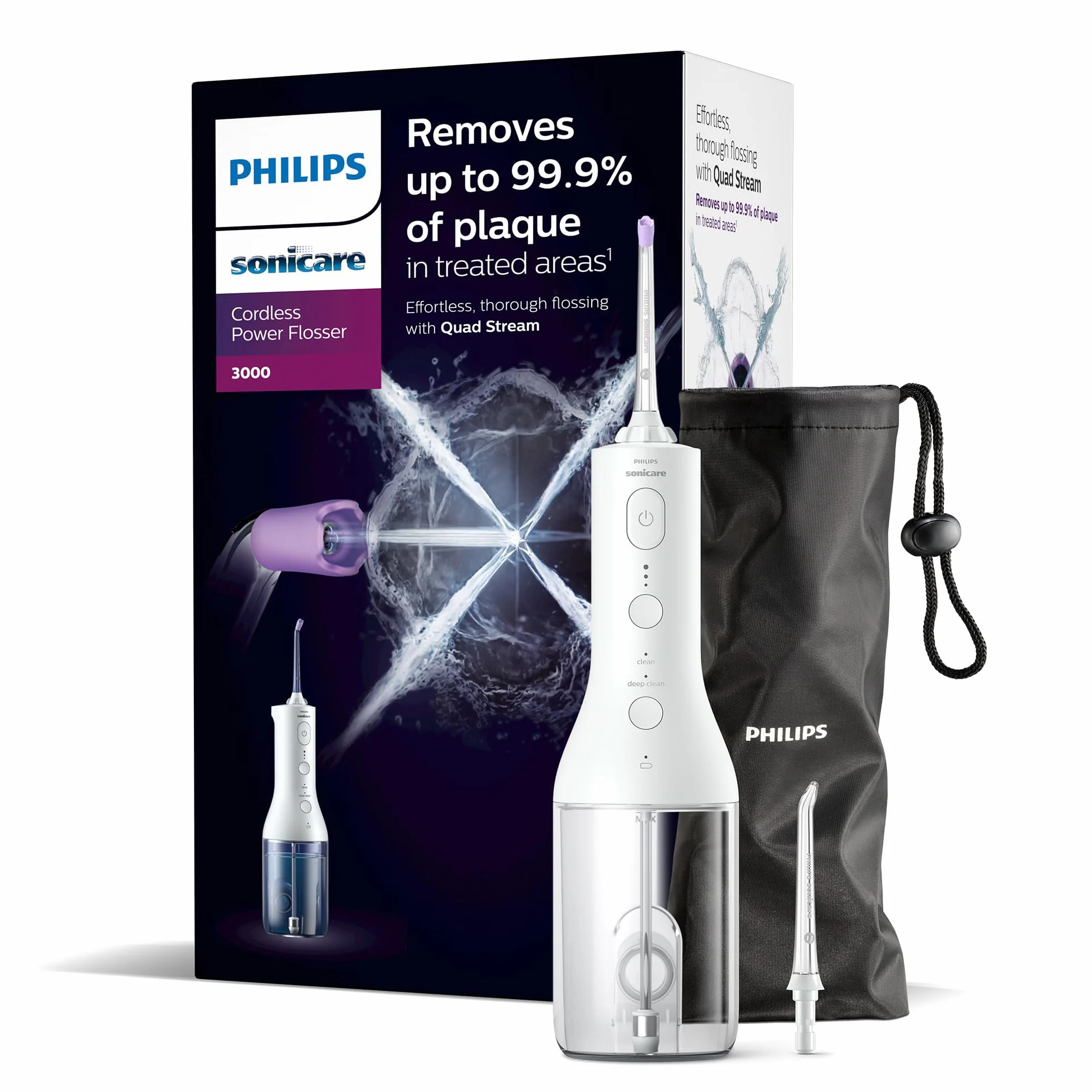 Philips Sonicare Power Flosser 3000 Bezprzewodowy irygator do jamy ustnej HX3826/31 Biały