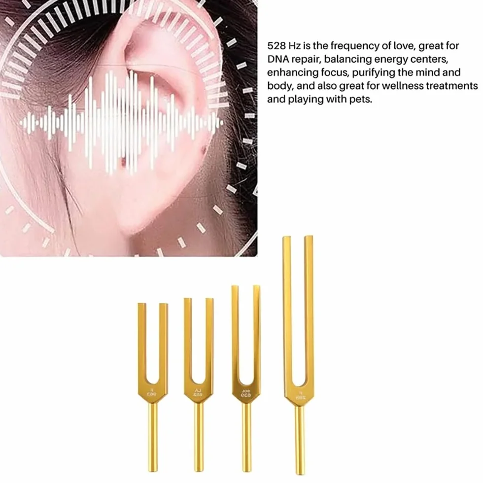 NEWFUN Widelec do strojenia, neurologia, kamerton, 440 Hz, zestaw 4 stroików (128 Hz, 136,1 Hz, MI 528 Hz, 4096 Hz) do terapii dźwiękiem, ważony kamerton nadaje się do medytacji