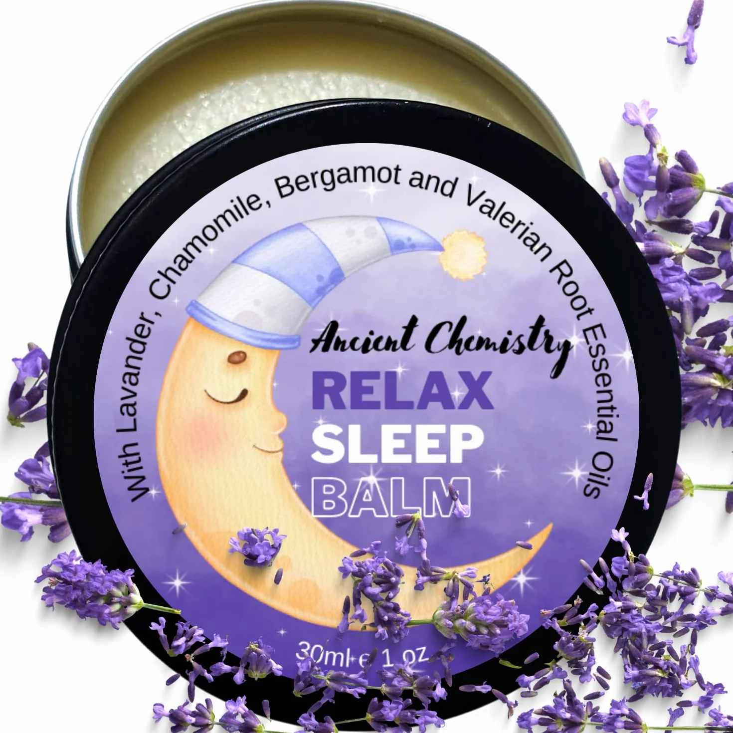 100% naturalny balsam do snu zmiękcza skórę, jednocześnie relaksując się, ocieraj o skronie lub punkty pulsu, olejek eteryczny z lawendy, bergamotki i rumianku oraz korzeń kozłka lekarskiego w