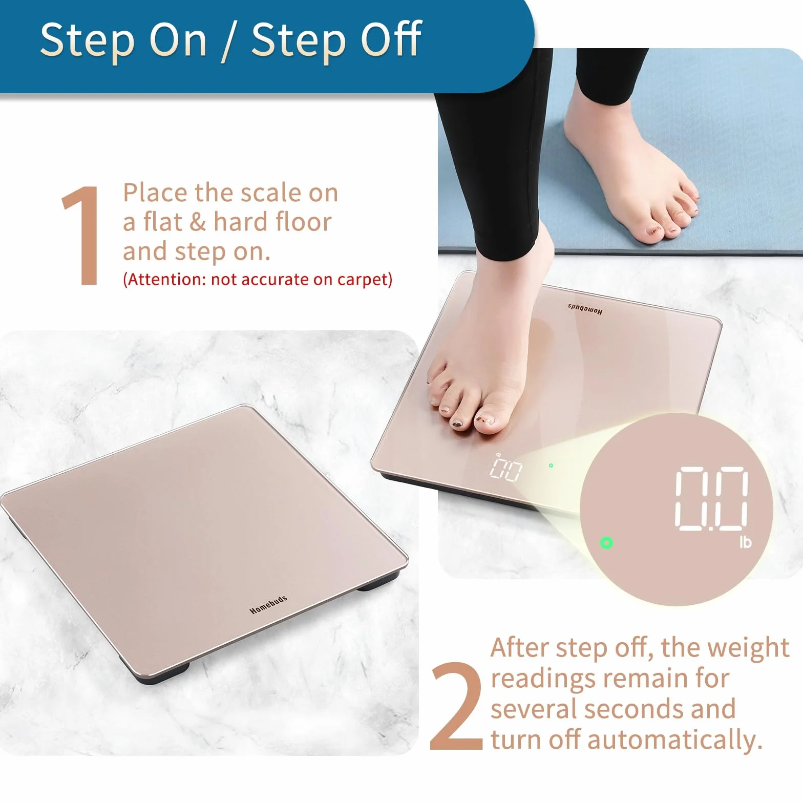 Homebuds Waga Cyfrowa 182kg 0,05kg Precyzja LED Różowa