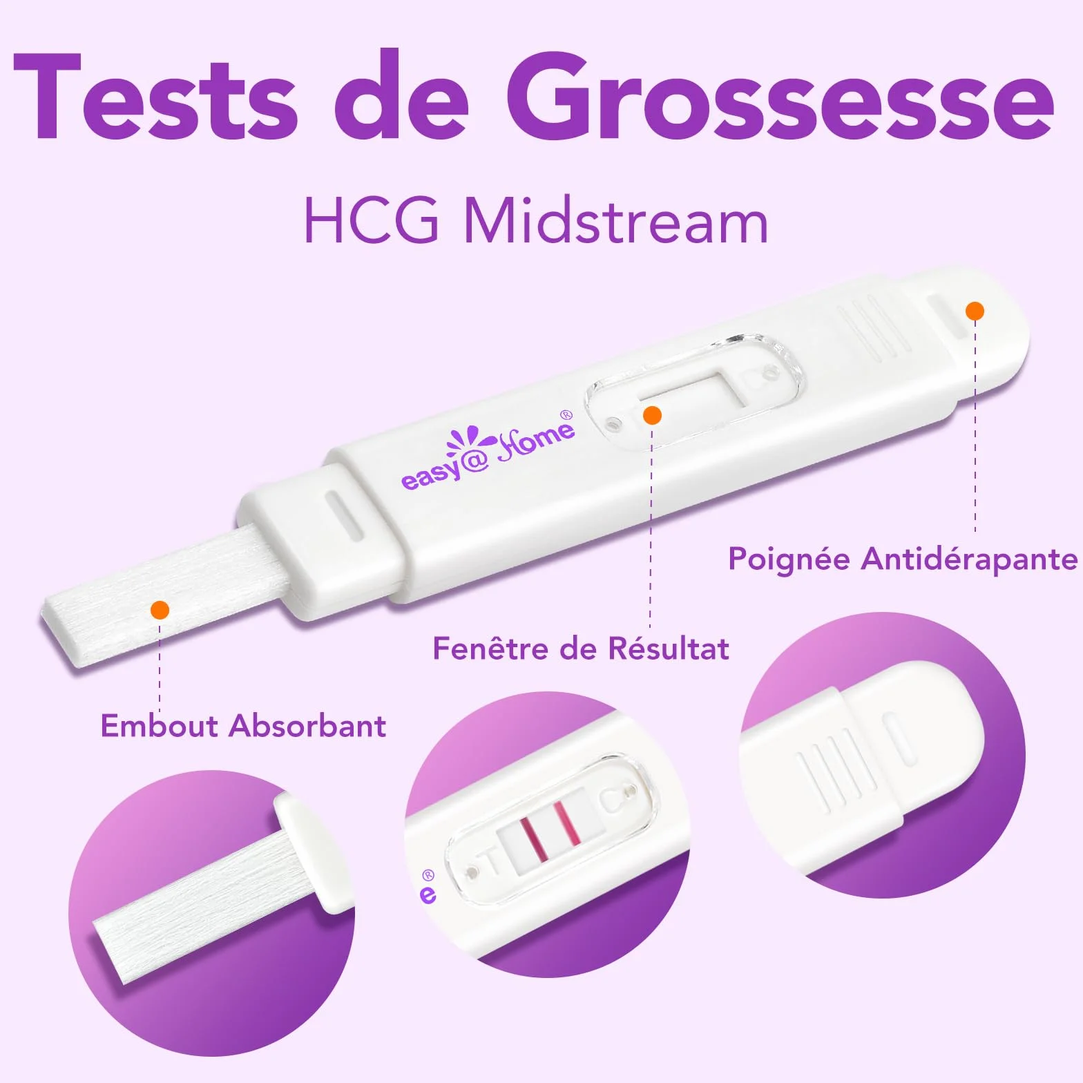 Easy@Home Test ciążowy, wczesny test ciążowy, bardzo czuły, test wczesnej ciąży: test ciążowy do wczesnego rozpoznania ciąży, 7 testów (2 pałeczki 10 mIU/ml, 5 pasków 10 mIU/ml)