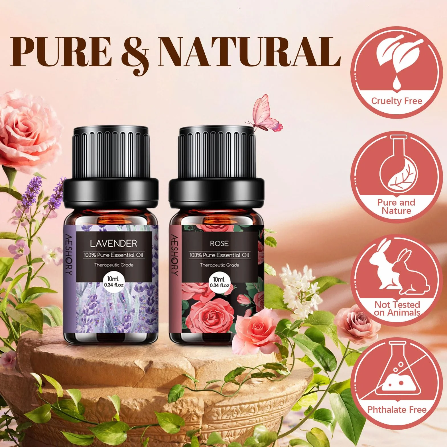 Aeshory Zestaw Olejków Eterycznych Kwiatowych 6 x 10 ml Naturalnych Do Dyfuzora