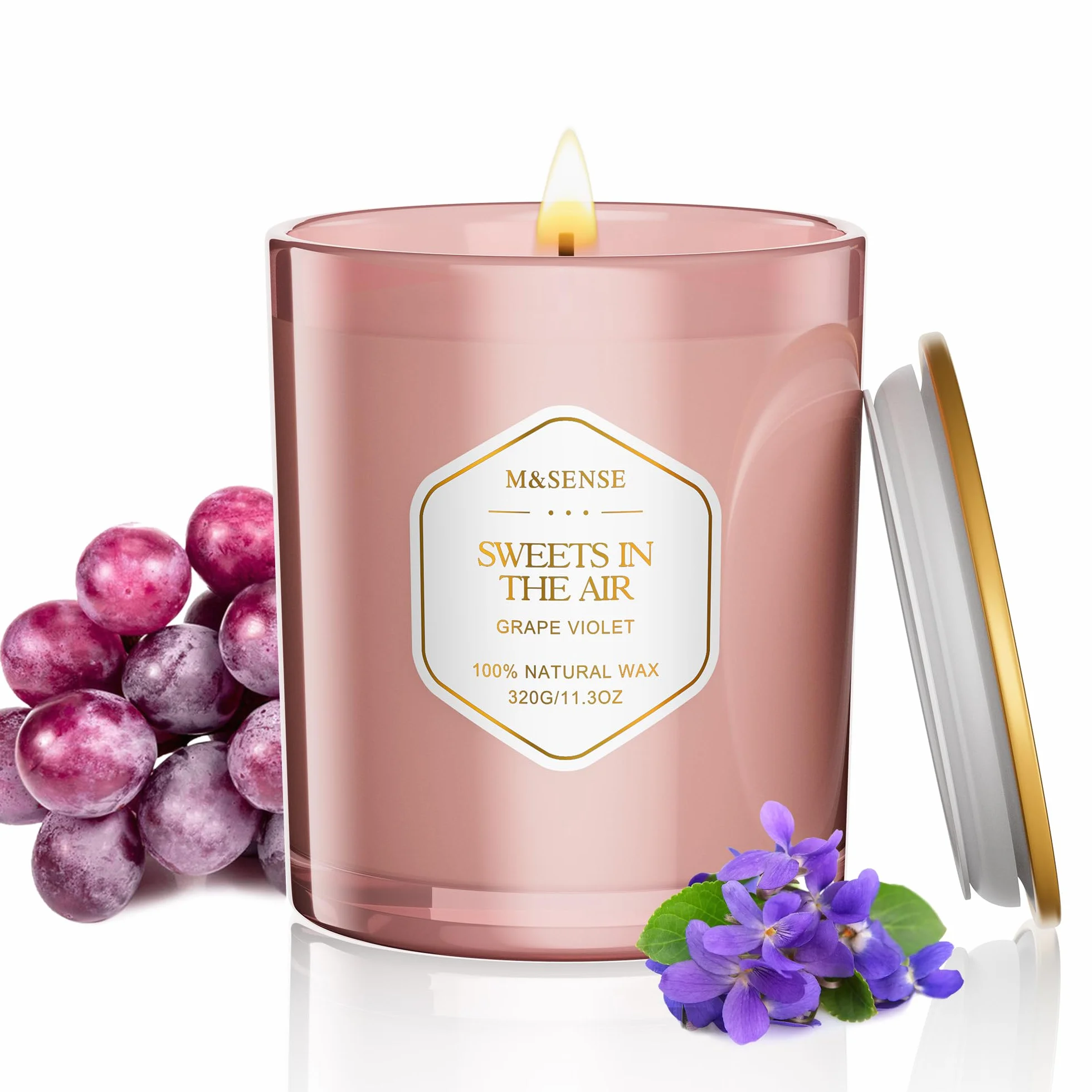 M&SENSE Sweets Air Grape fioletowe świece zapachowe sojowe 320 g 70 godzin
