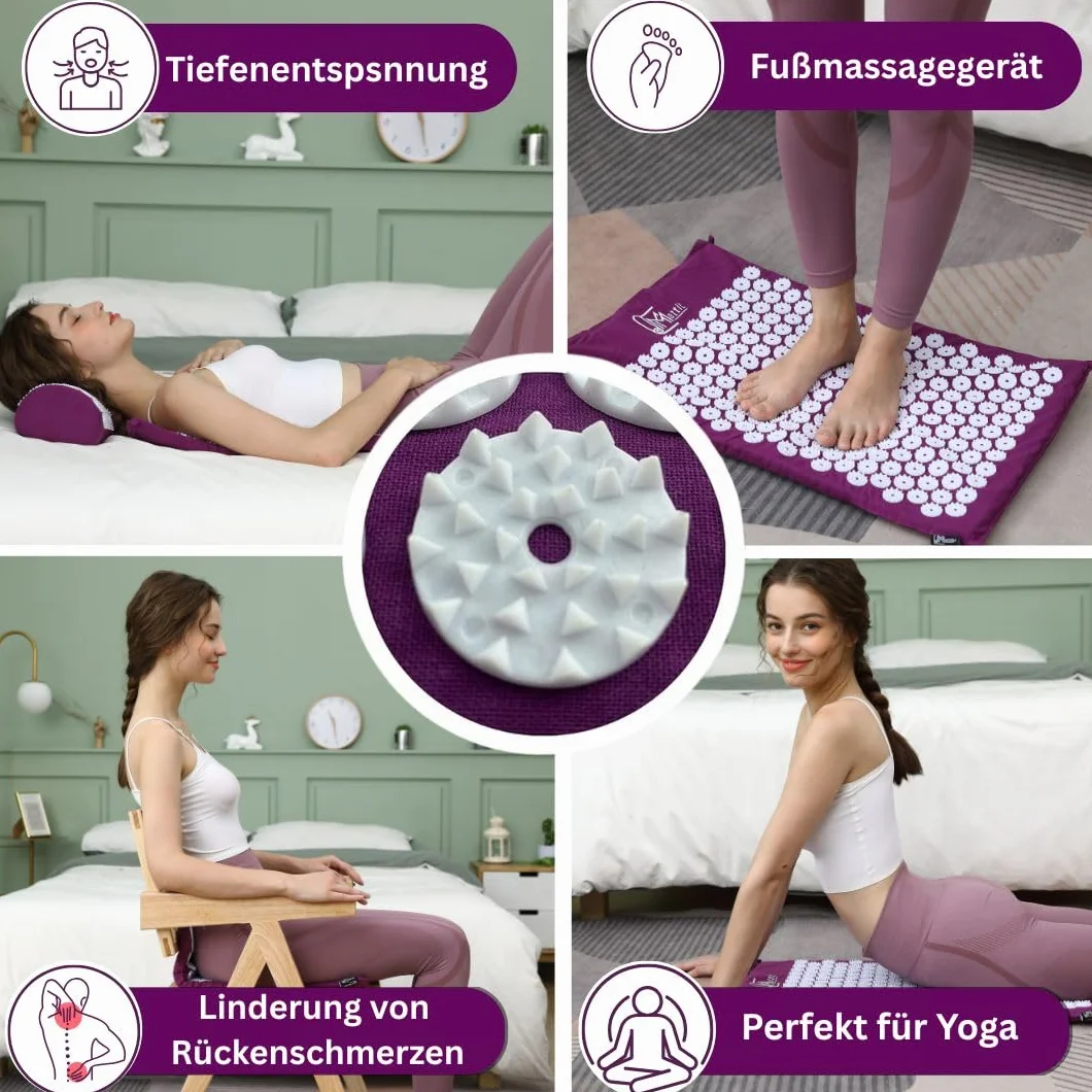 YAntra Mata do Akupresury z Poduszką Mata Igłowa do Łagodzenia Bólu Pleców Karku Stóp z Torbą do Noszenia
