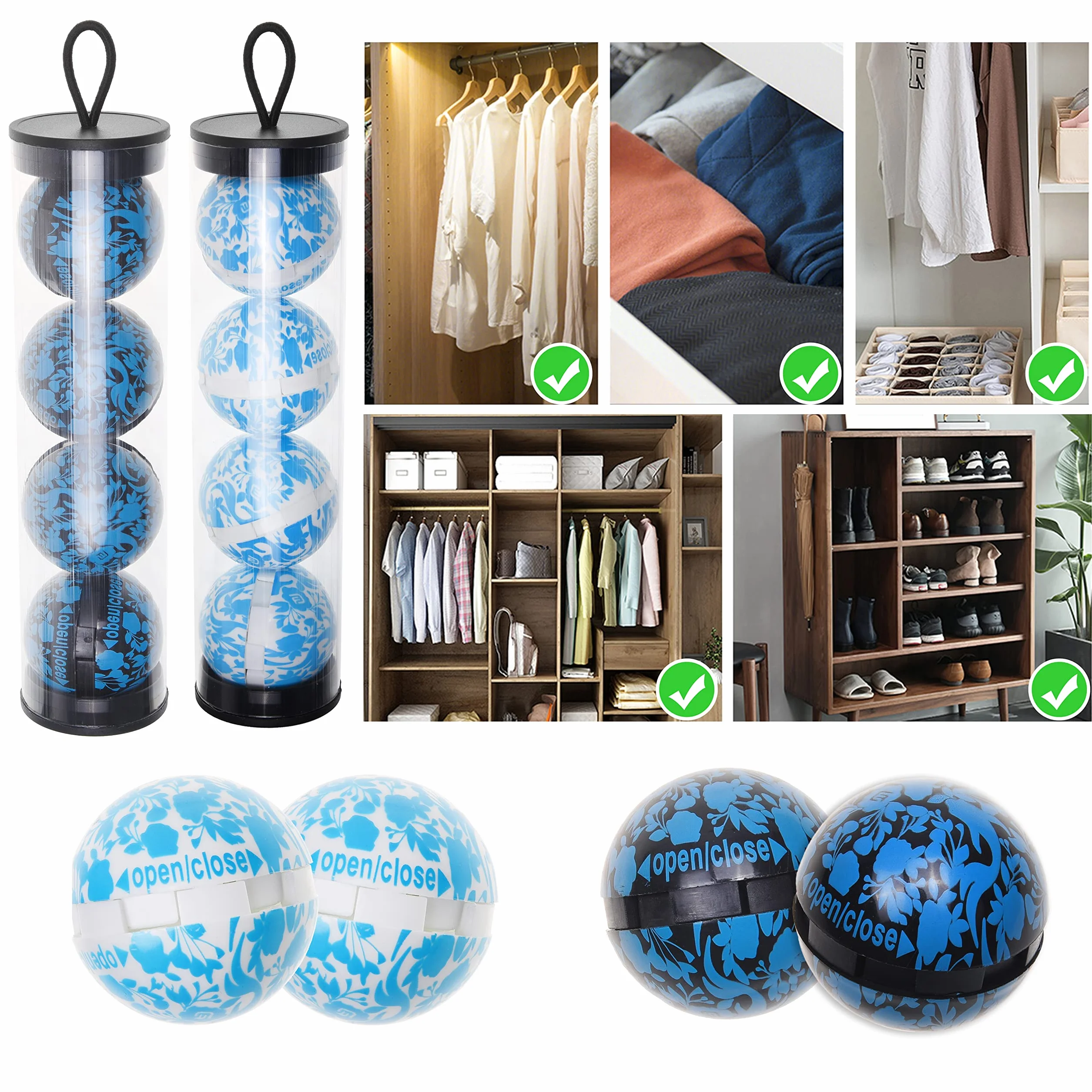 Eco-Fused Kulki Dezodoryzujące do Trampek, Szafek, Torebek Gimnastycznych - 8 Opakowań - Neutralizują Zapach Potu - Doskonałe Również do Domów, Biur i Samochodów - Zapach Lnu i Oceanu