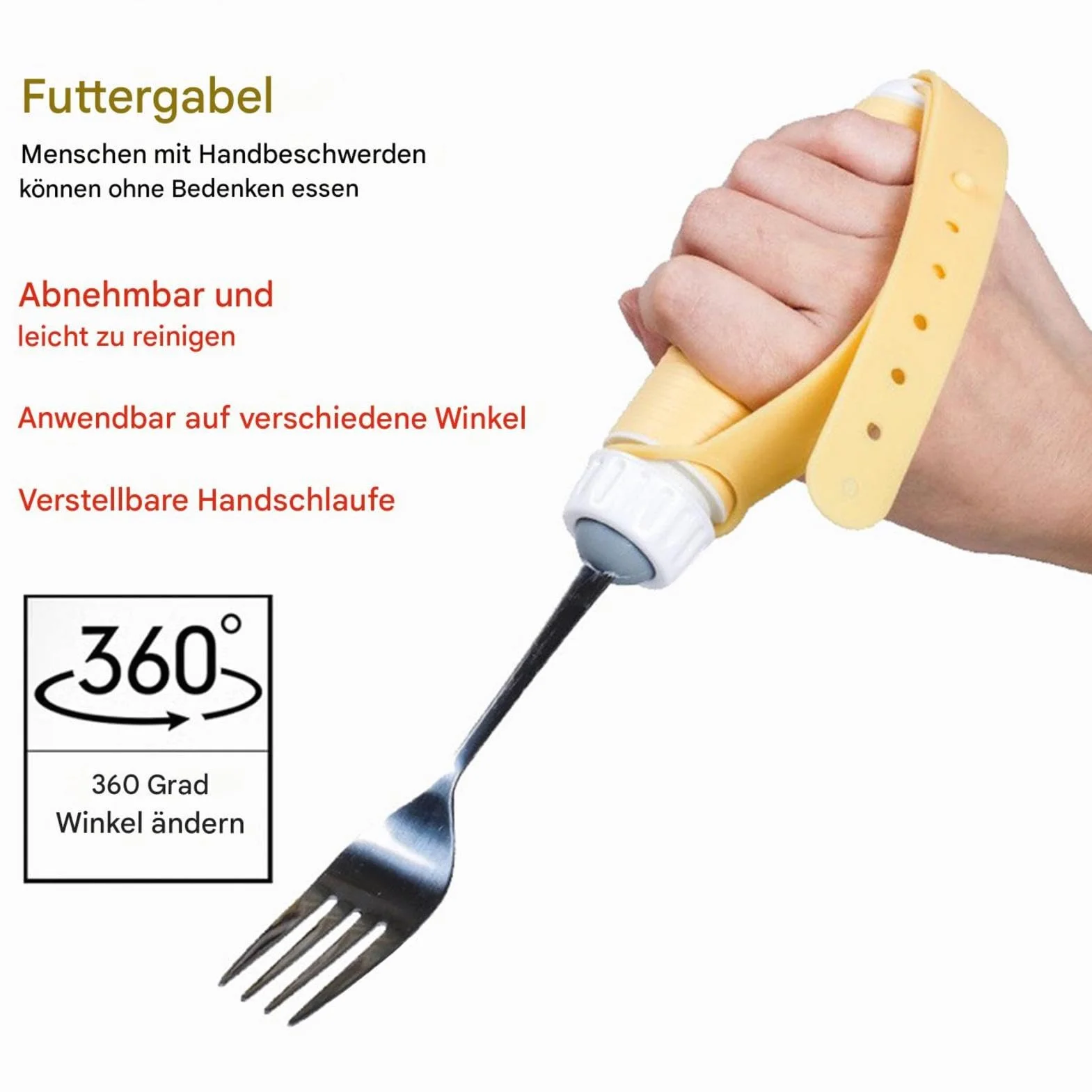 Easy Grip zestaw sztućców dla seniorów, obracane o 360°, z ergonomicznym, antypoślizgowym uchwytem, dla osób cierpiących na chorobę Parkinsona lub osoby z drżeniem