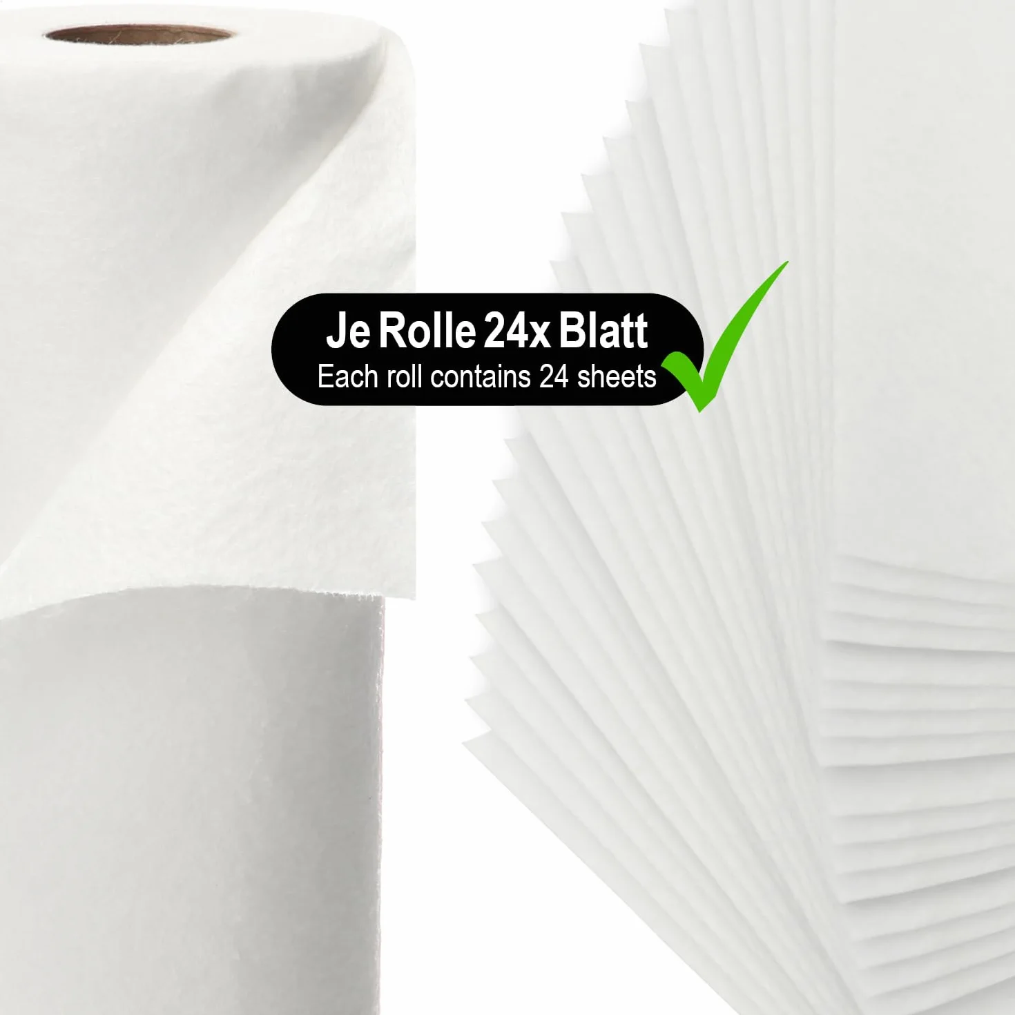 COM-FOUR® podwójne opakowanie rolek kuchennych, 48 arkuszy chlonnych sciereczek uniwersalnych, reczniki domowe wielokrotnego uzytku i nadajace sie do prania (2 rolki po 24 arkusze - biale)