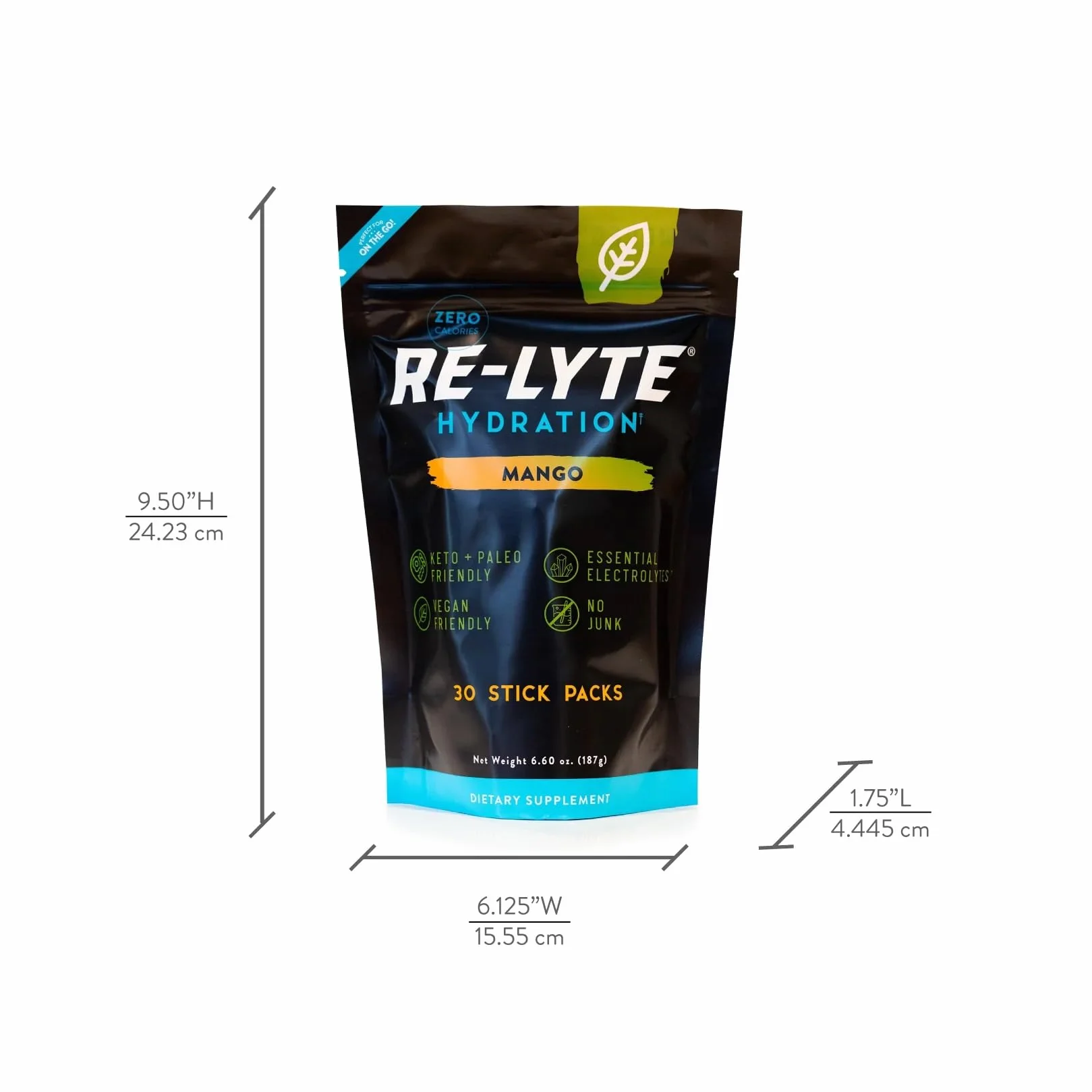 Obraz produktu REDMOND Re-Lyte ELECTROLYTE Drink Mix Mango Bag 30 x 6,3 g saszetka - proszek elektrolitowy, bez cukru, z prawdziwą solą Redmond i ponad 60 ważnymi minerałami i pierwiastkami śladowymi
