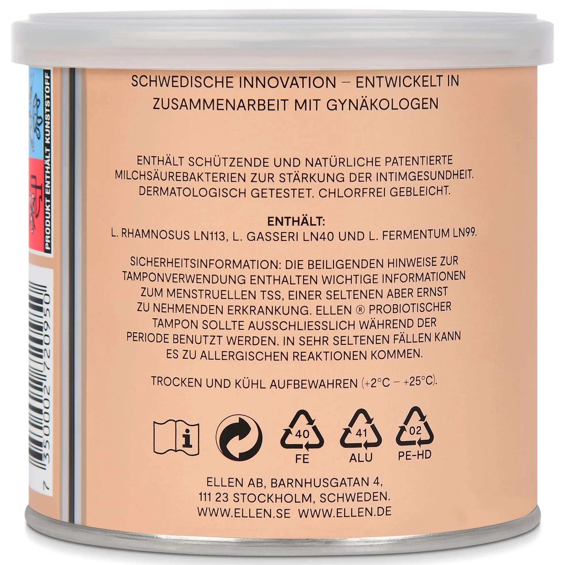 Tampony probiotyczne Normal, 22 sztuki – ellen® tampony wzbogacone probiotykami – delikatna pielęgnacja dla zdrowia pochwy, opakowanie ekonomiczne