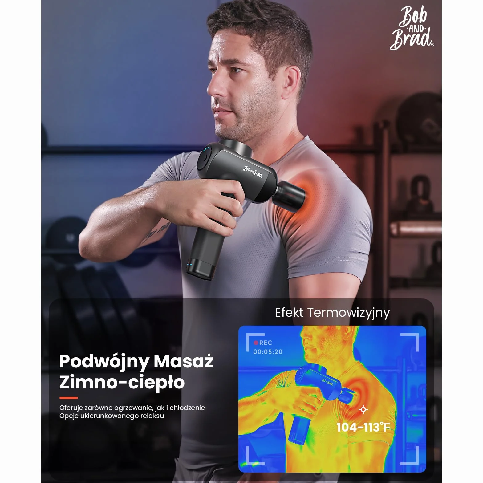 Bob and Brad X6 Pro Max pistolet do masażu z funkcją ciepła i zimna, Massage Gun 11 mm amplituda, metalowa głowica