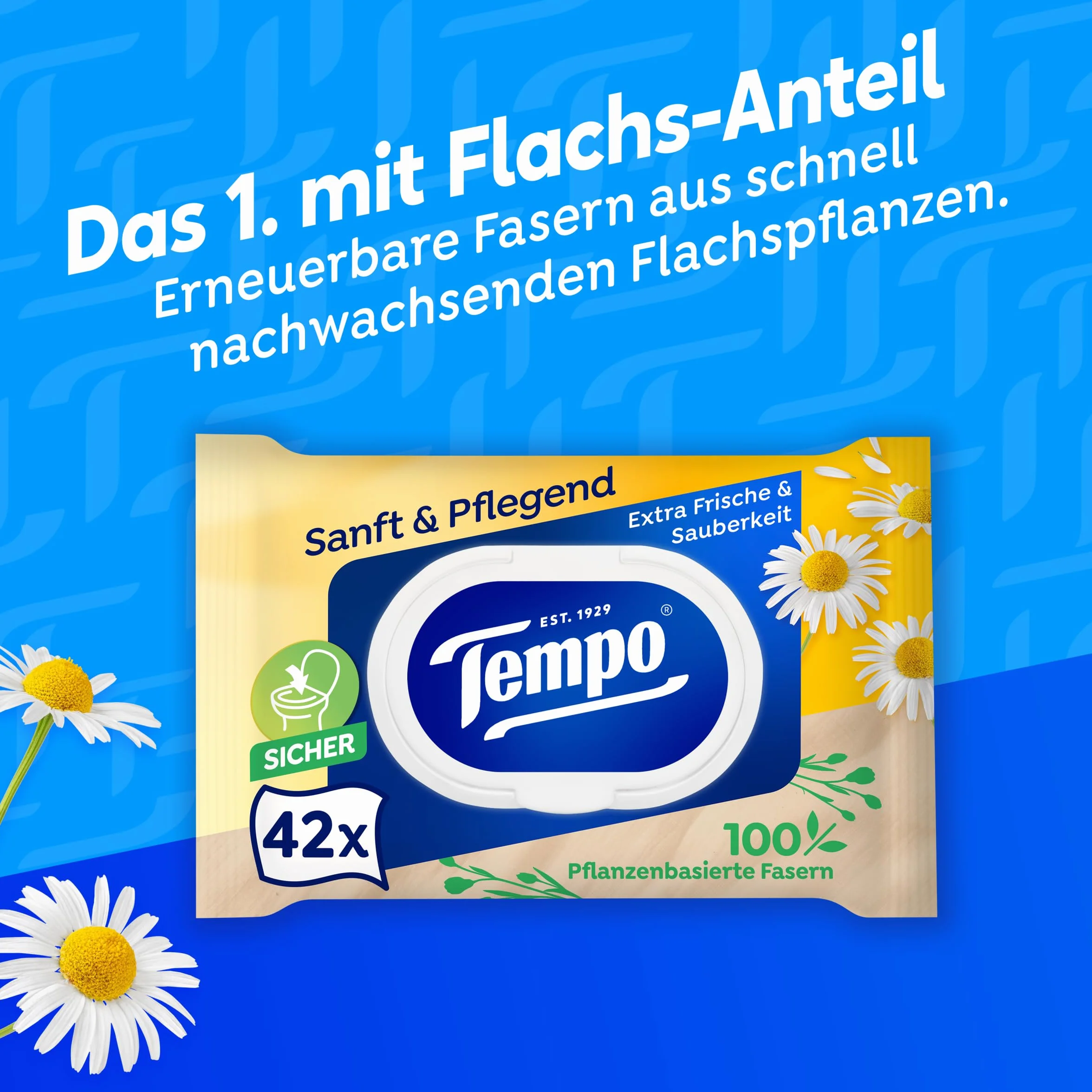 Tempo Nawilżane Chusteczki Toaletowe, 16 Opakowań