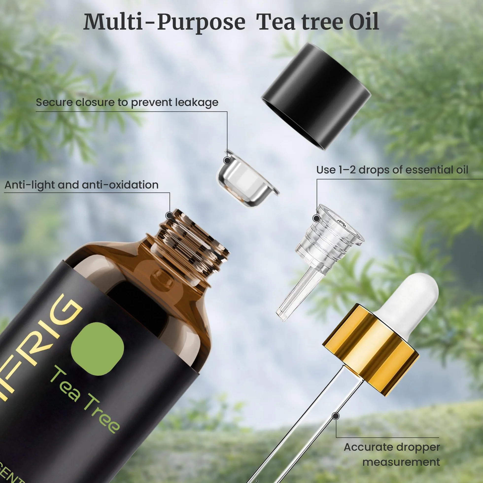 Olejek z drzewa herbacianego, 100 ml z dozownikiem kroplowym, naturalny olejek z drzewa herbacianego, do pielęgnacji paznokci, do DIY, SPA, kąpieli, aromaterapii