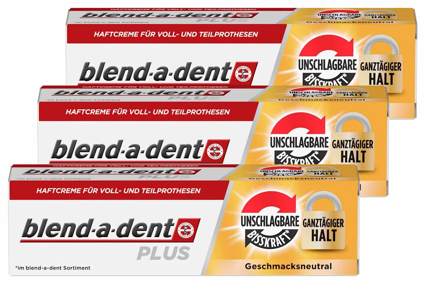 Blend-a-dent PLUS Premium krem samoprzylepny neutralny smak 3 x 40 g