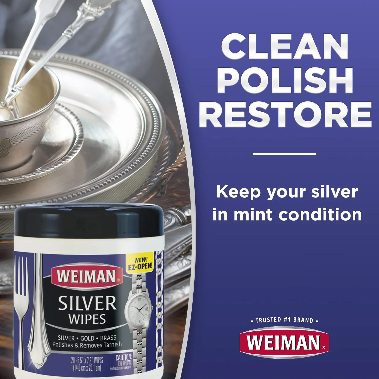 Weiman Jewelry Polish Cleaner and Tarnish Remover Wipes - 20 Count - Use on Silver Jewelry Antique Silver Gold Brass Copper and Aluminum